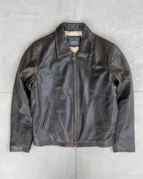 90'S MINIMAL LEATHER JACKET - L