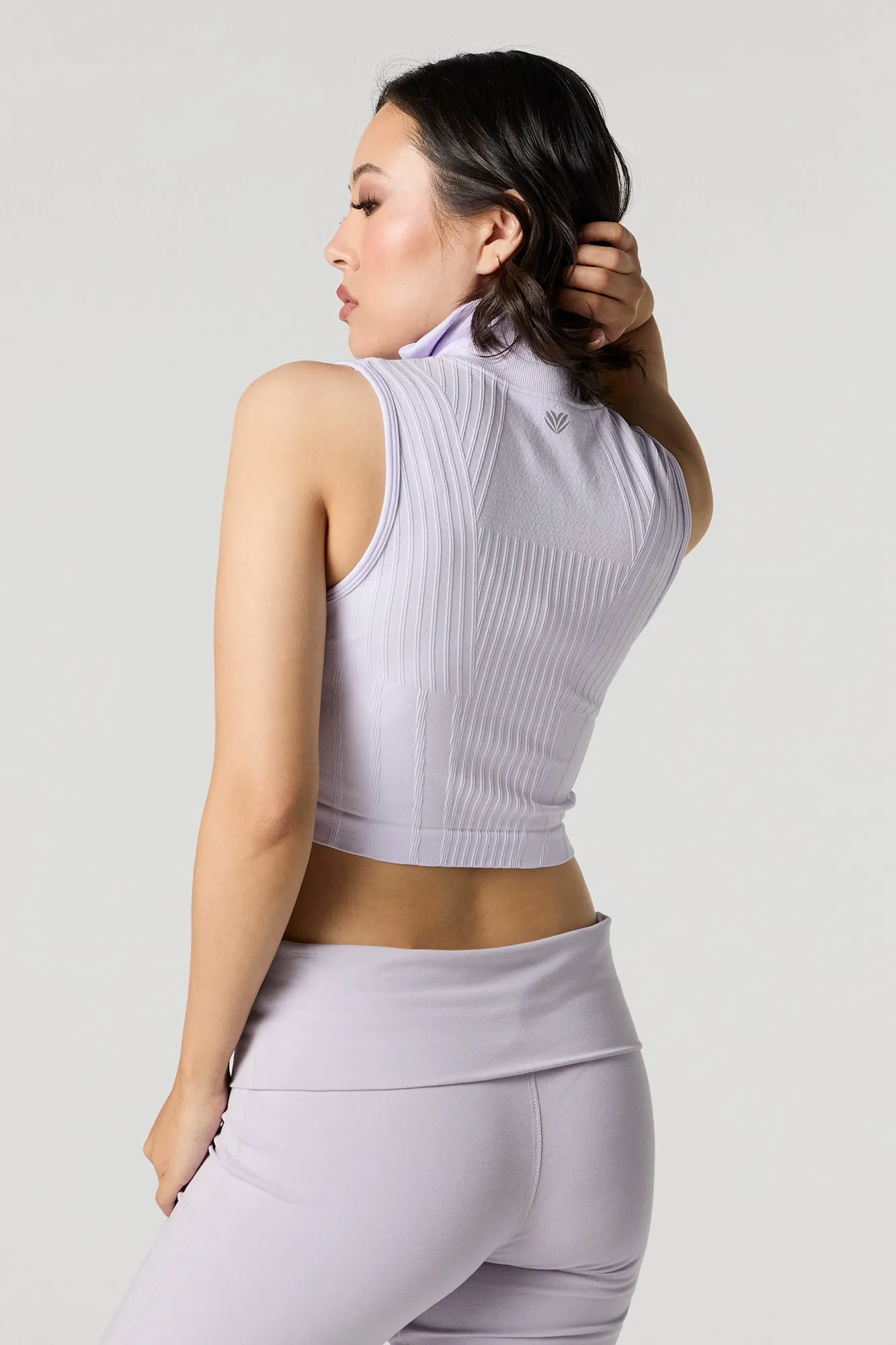 Active Ribbed Half Zip Tank Top