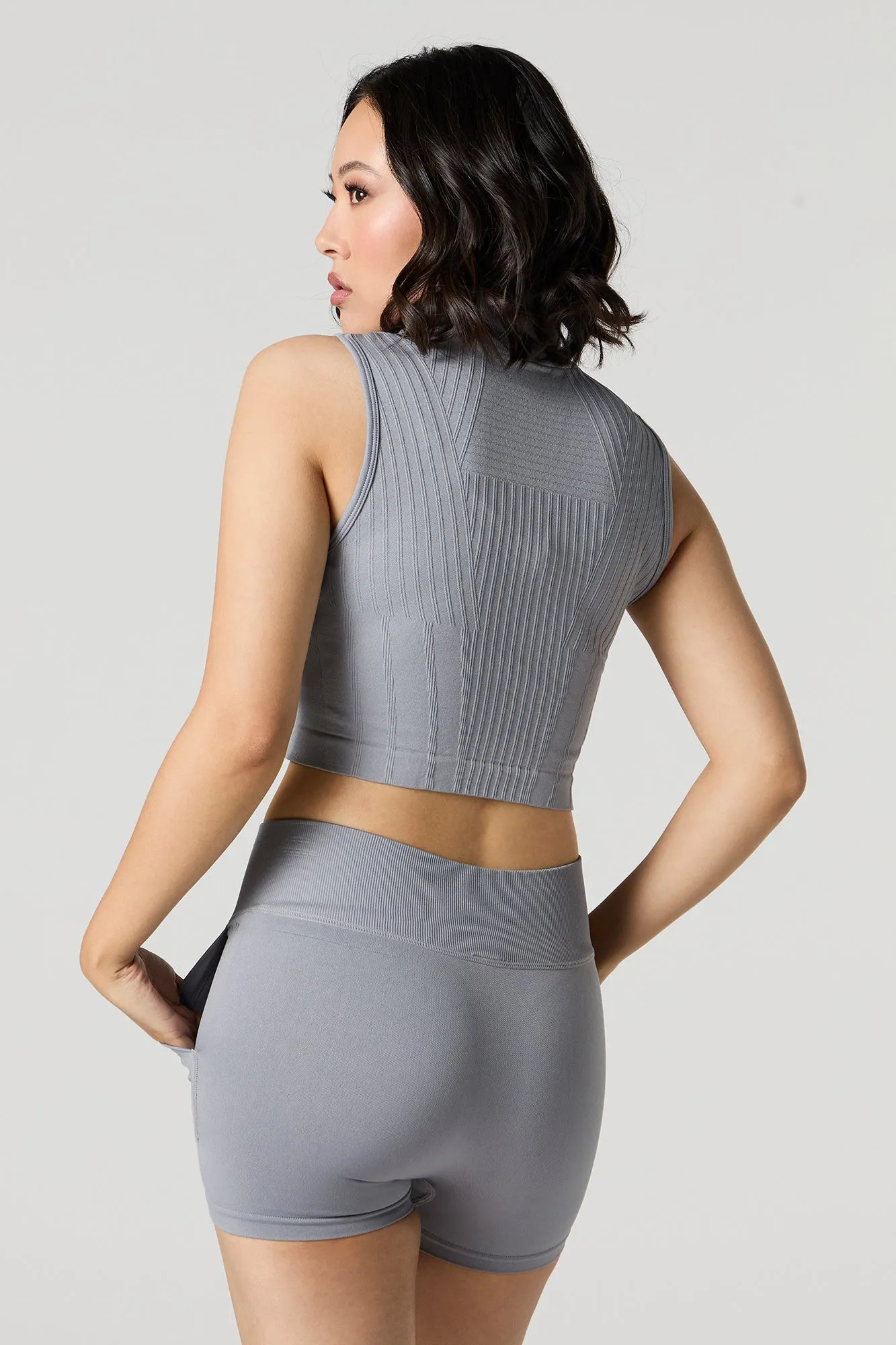 Active Ribbed Half Zip Tank Top