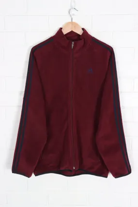 ADIDAS Burgundy Embroidered 3-Stripe Zip Up Fleece (L-XL)