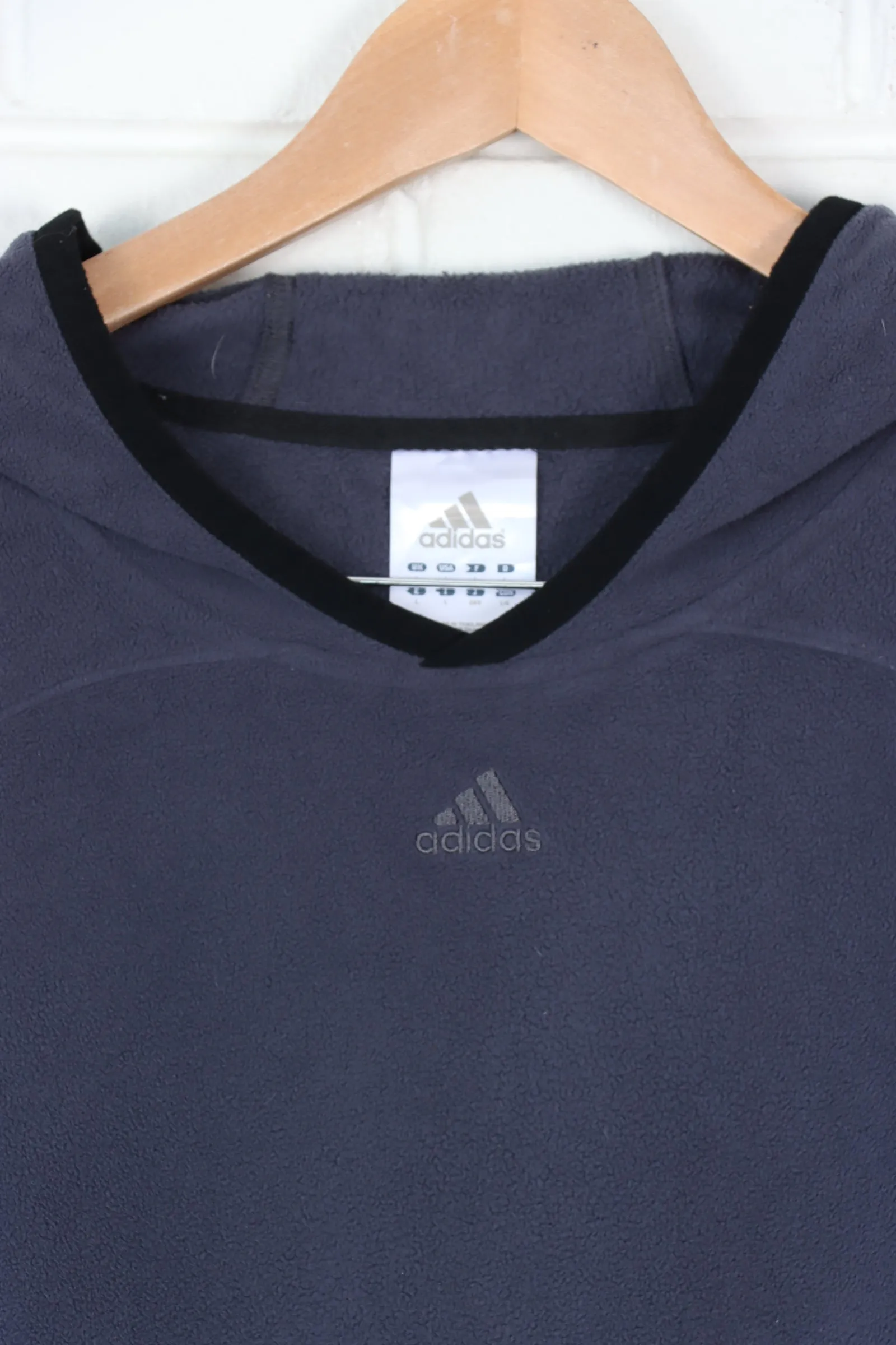 ADIDAS Dark Grey Fleece Hoodie XL 3-Stripe Thumb Holes