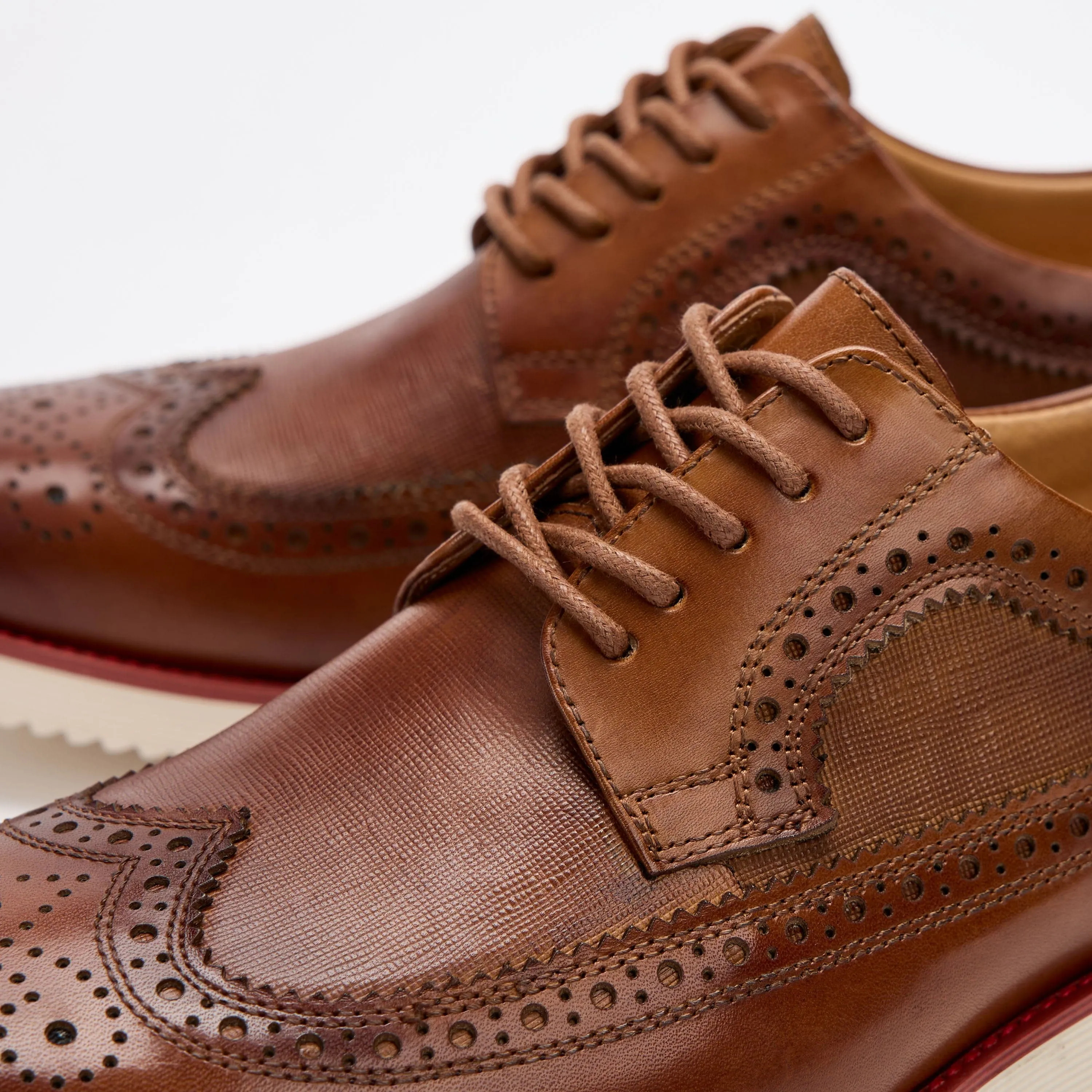 Alexander Cognac Leather Wingtip Sneakers