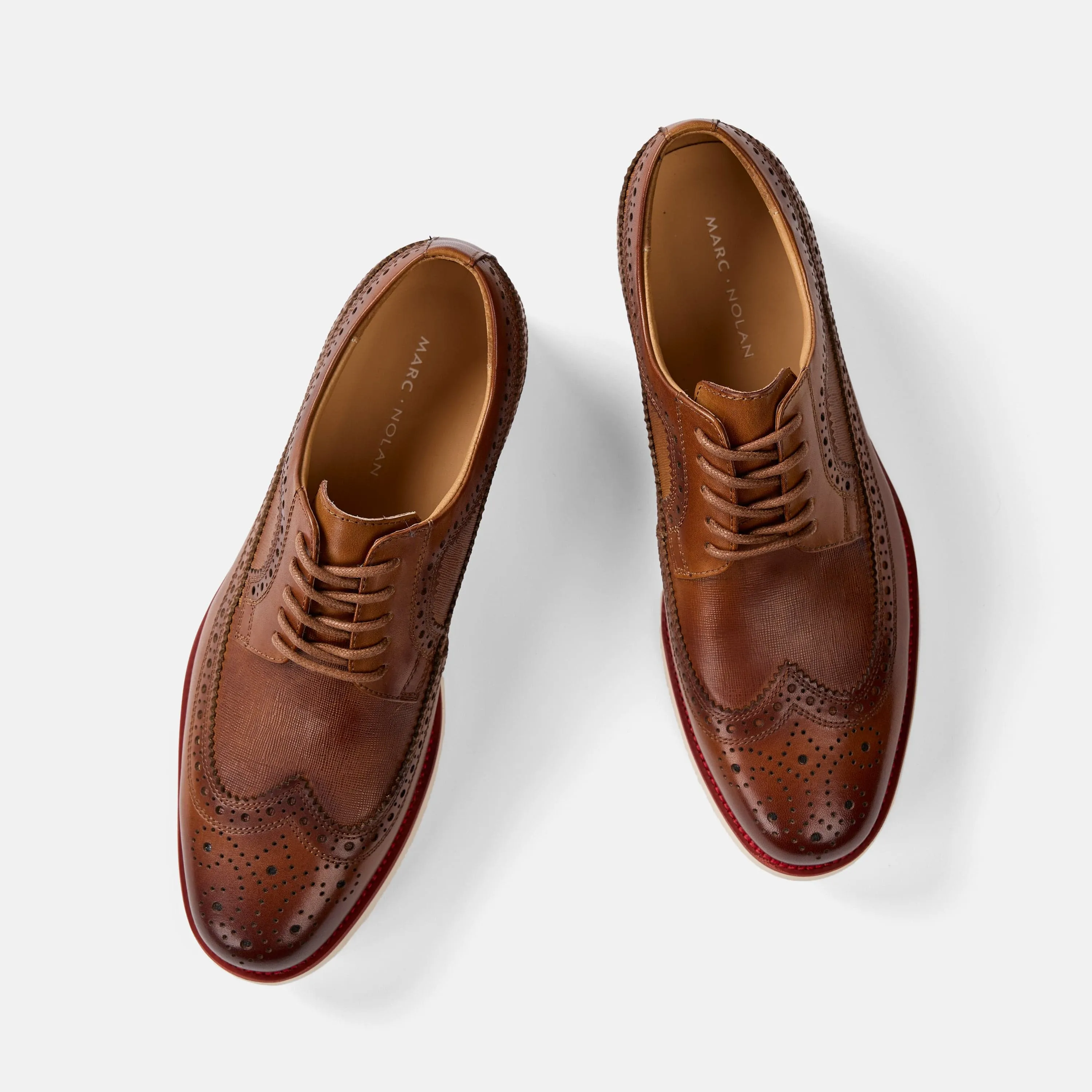 Alexander Cognac Leather Wingtip Sneakers