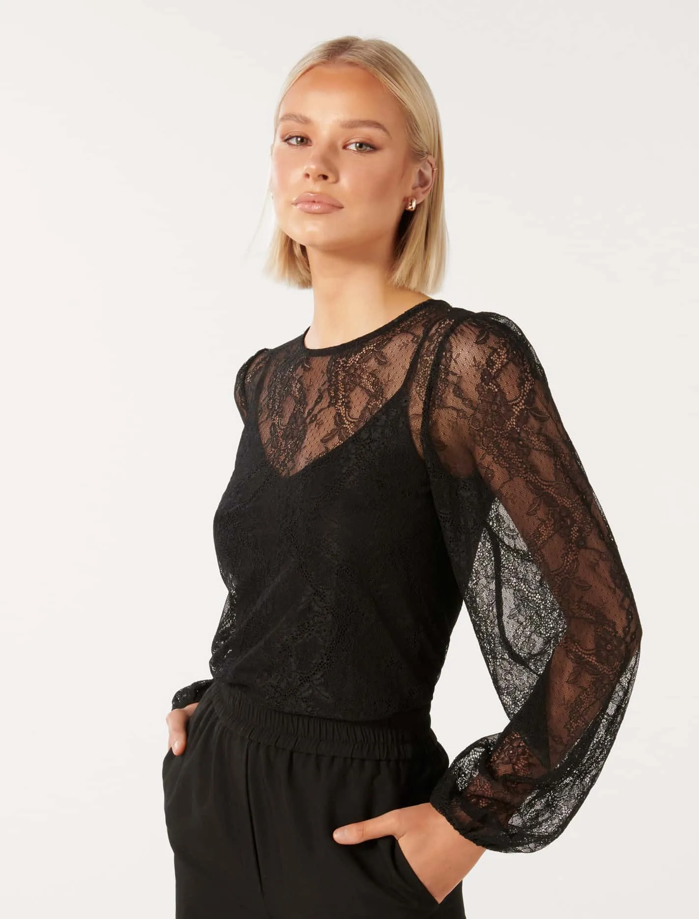 Alexis Round Neck Lace Top