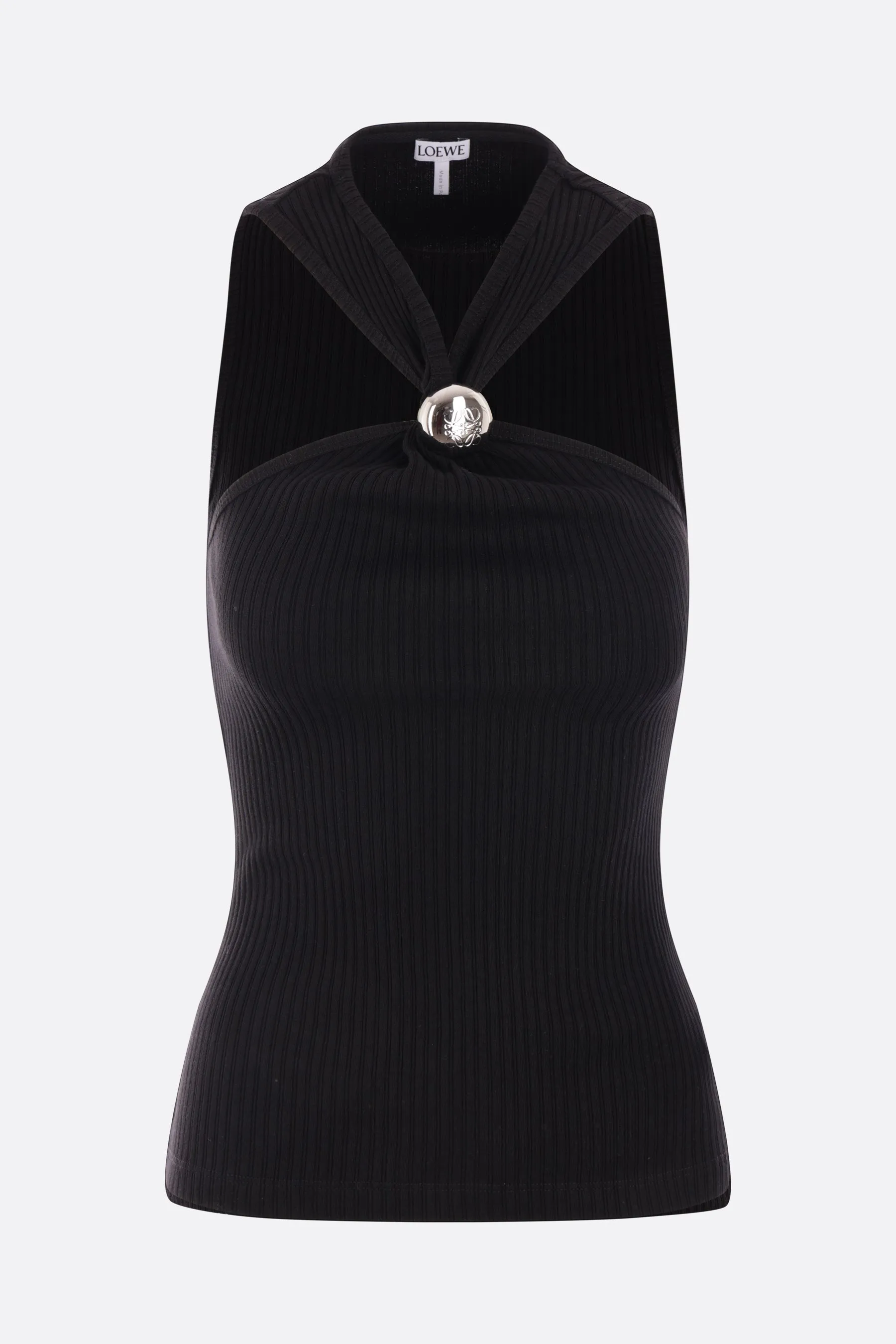 Anagram Sleeveless Top - Pebble Ribbed Cotton