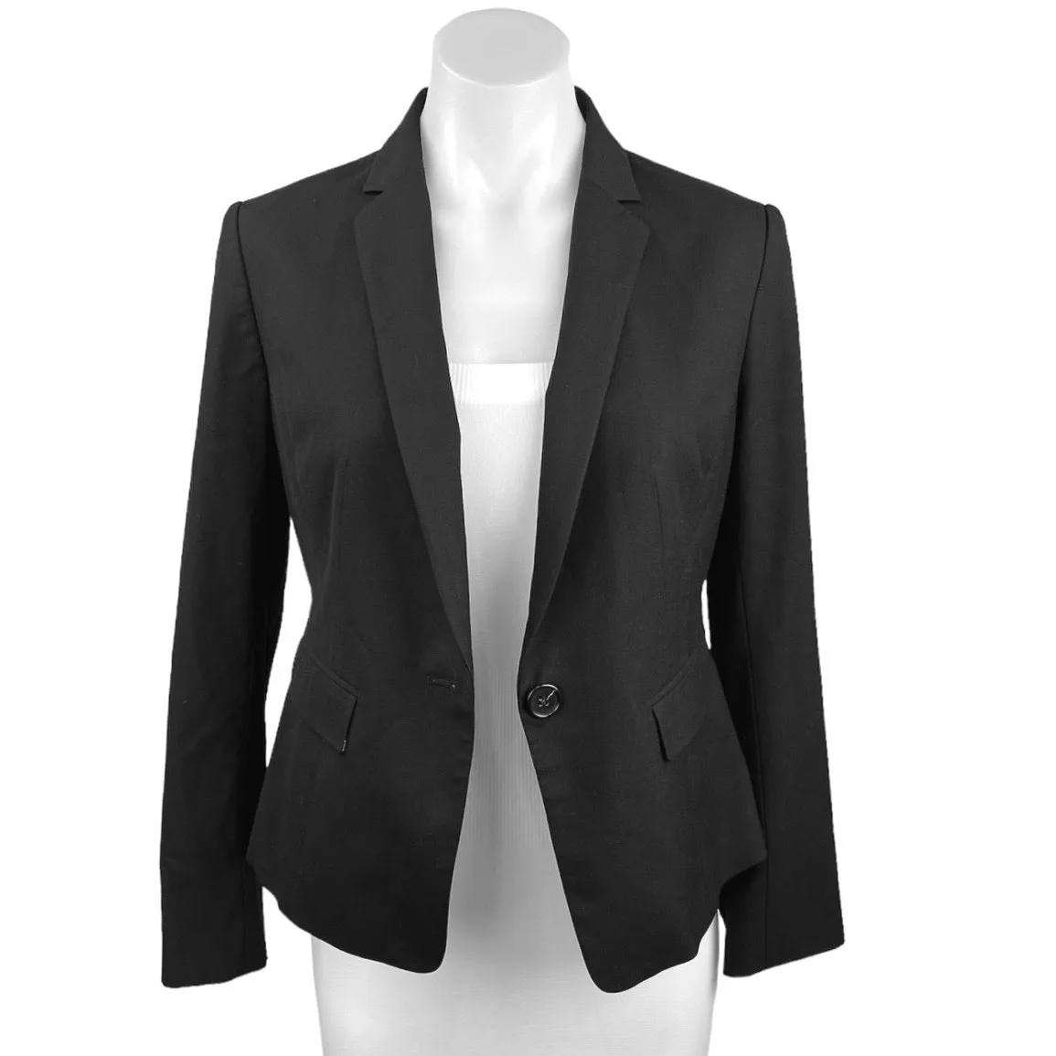 ANN Taylor Women's Black Long Sleeve Collared Career Business Blazer Jacket Sz 4