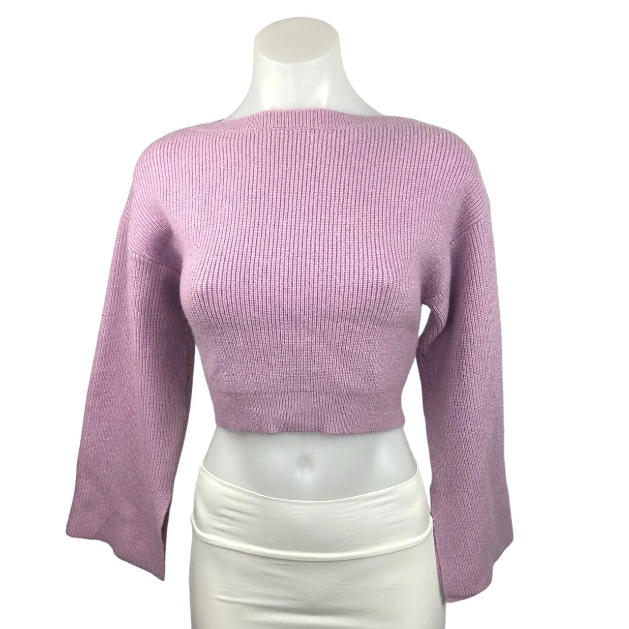 Asos Women's Purple Long Sleeve Crew Neck Knit Pullover Cropped Sweater Top Sz 6