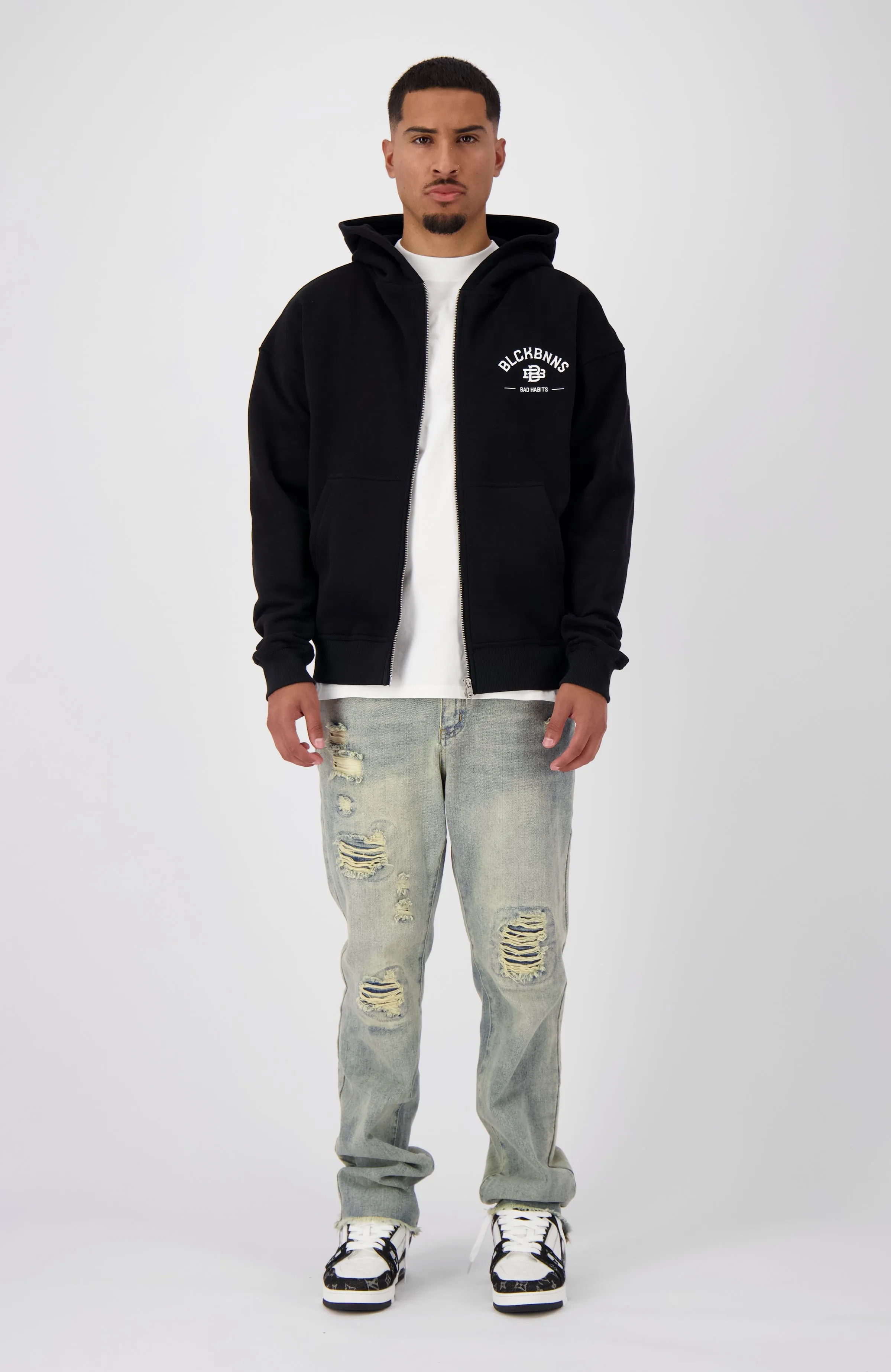 BAD HABITS ZIPPED HOODIE | Black