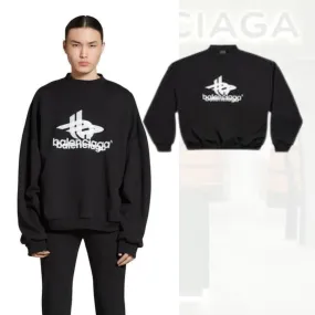 Balenciaga Layered Sports Round Sweatshirt Oversized Black