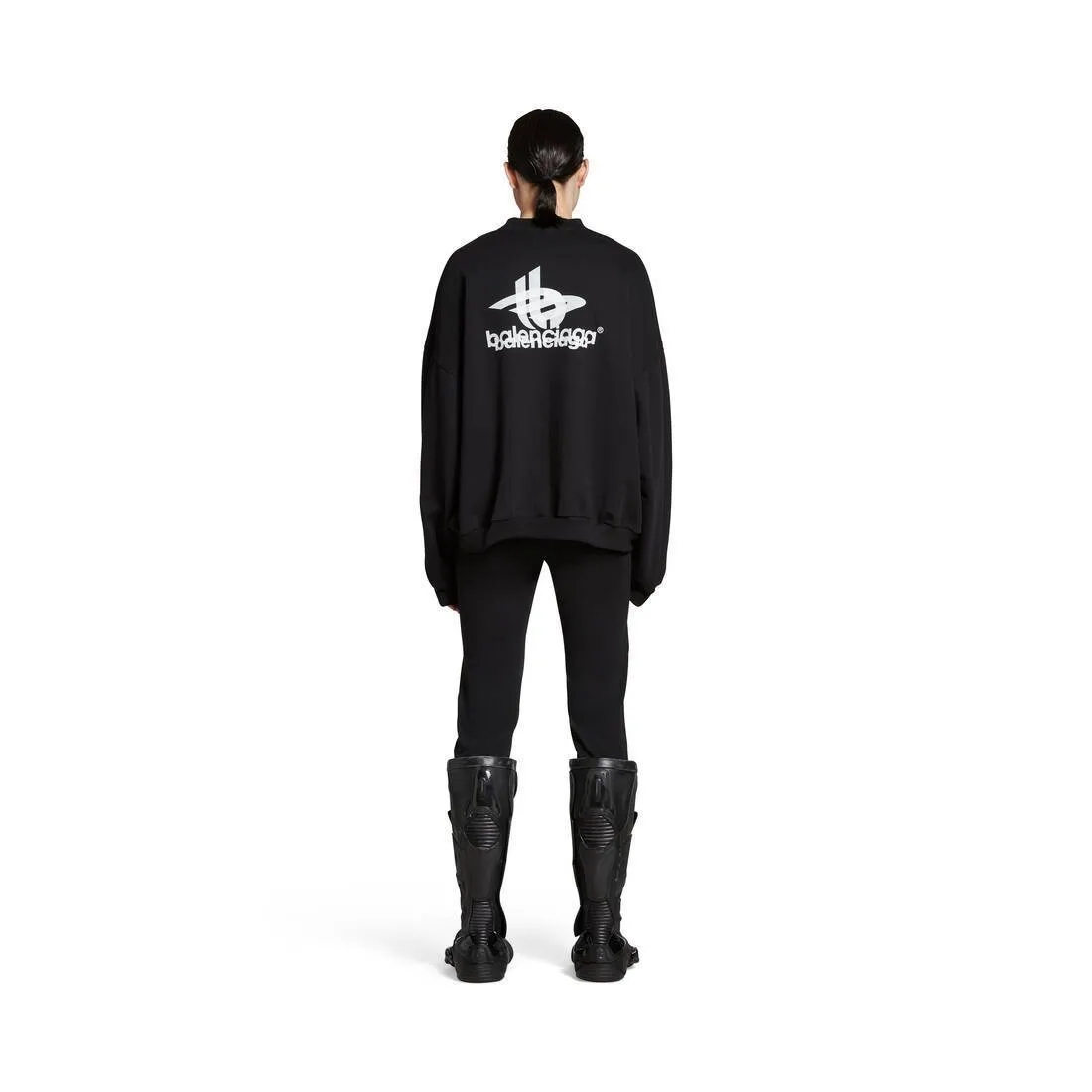 Balenciaga Layered Sports Round Sweatshirt Oversized Black