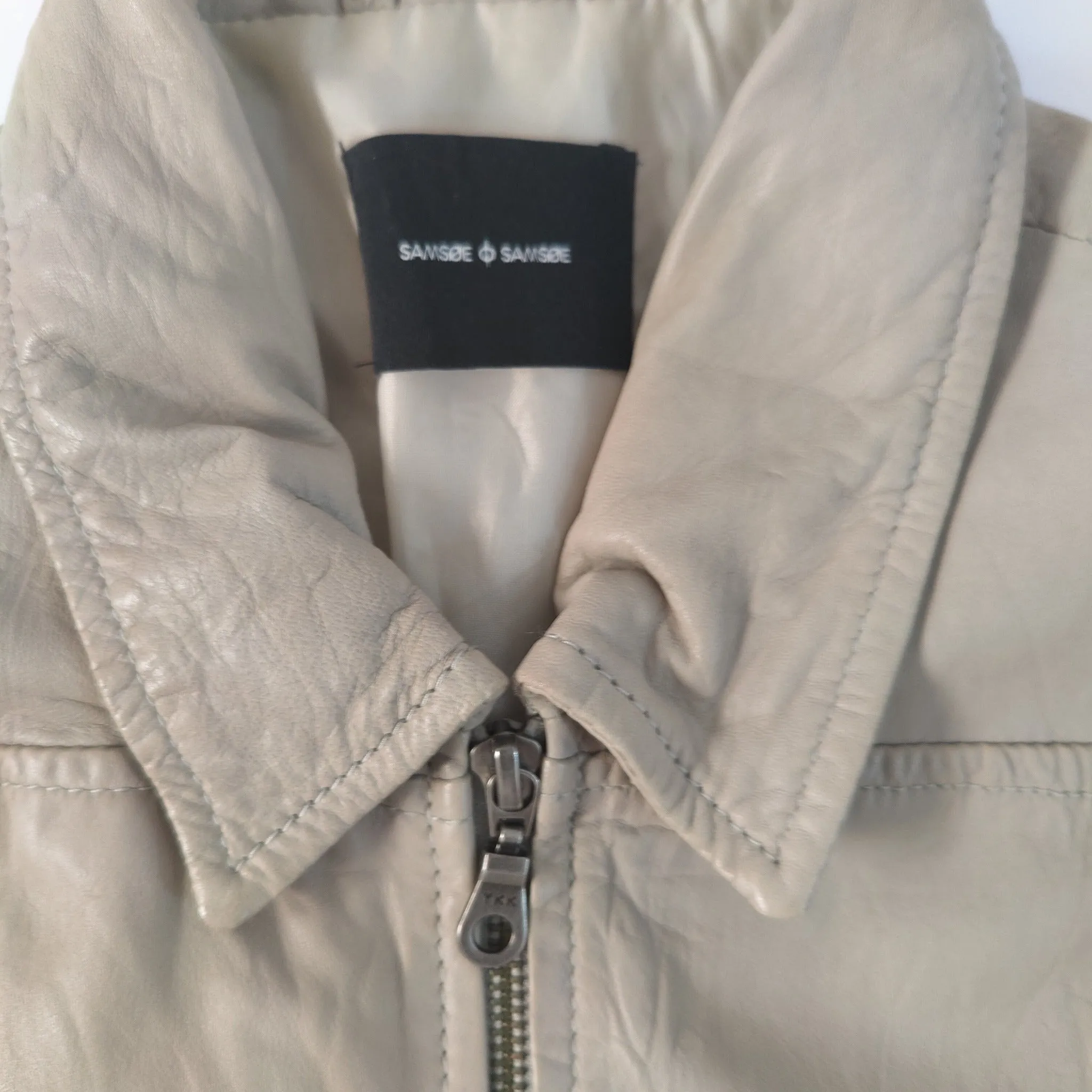 Beige Samsoe Samsoe leather jacket