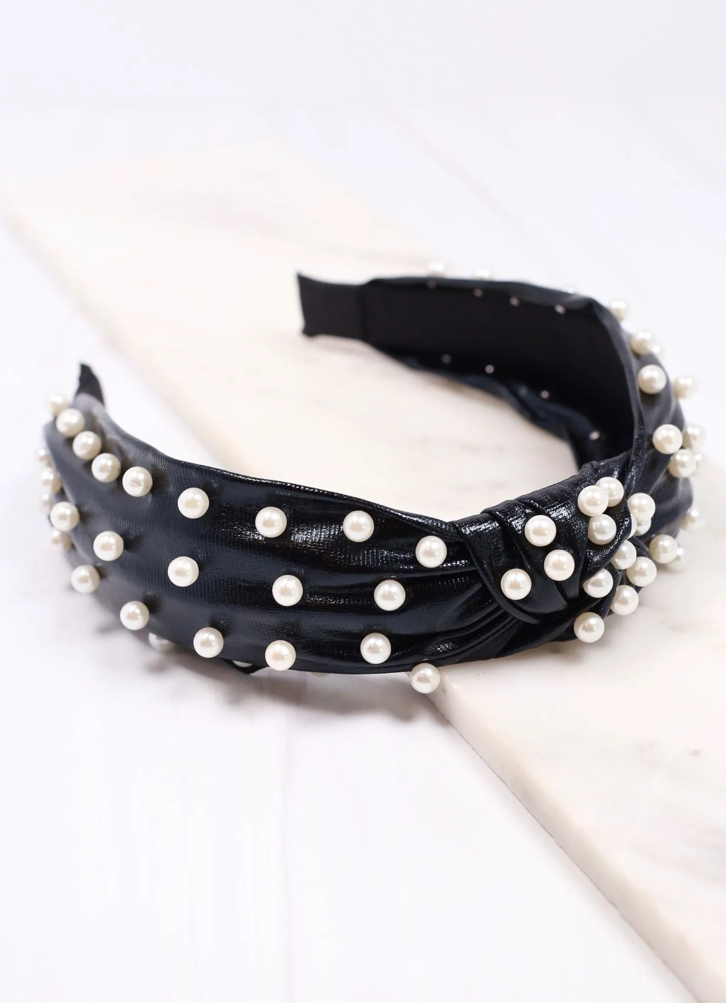 Black Abbie Pearl Studded Headband