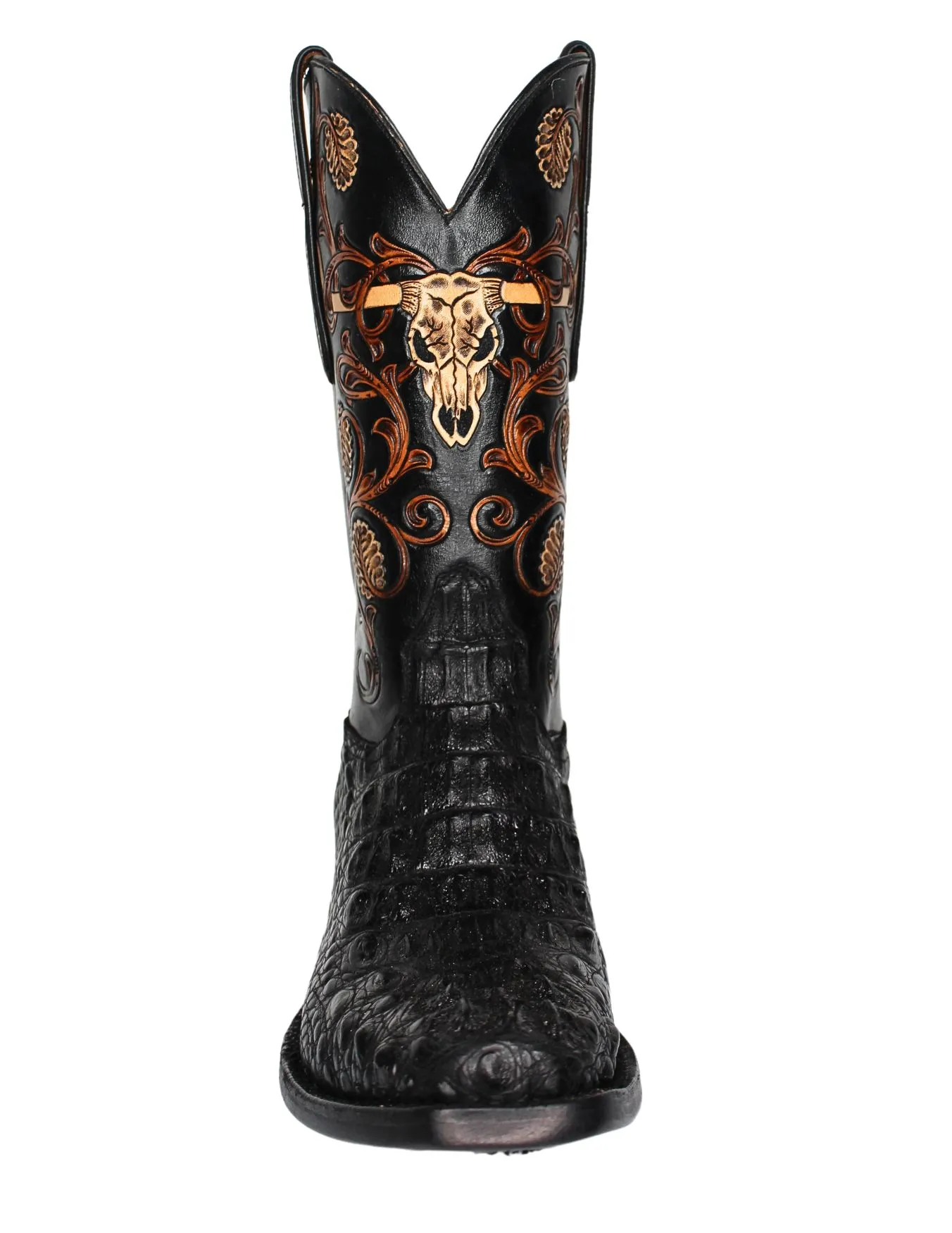 Black Jack Longhorn Alligator Boots, Hornback Tooled