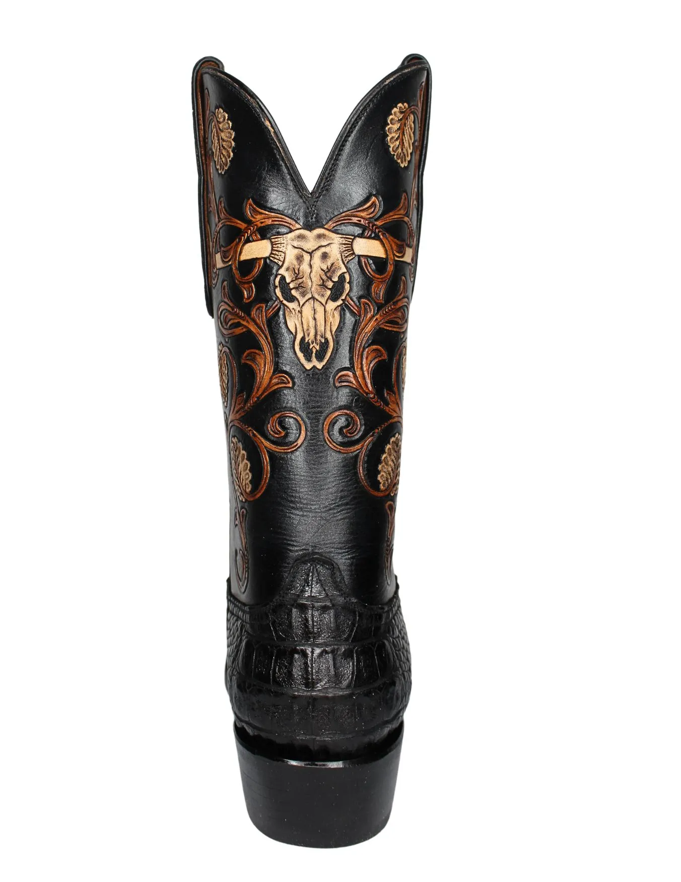 Black Jack Longhorn Alligator Boots, Hornback Tooled