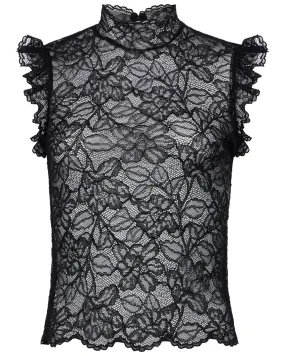 Black Lace Short Sleeve Top