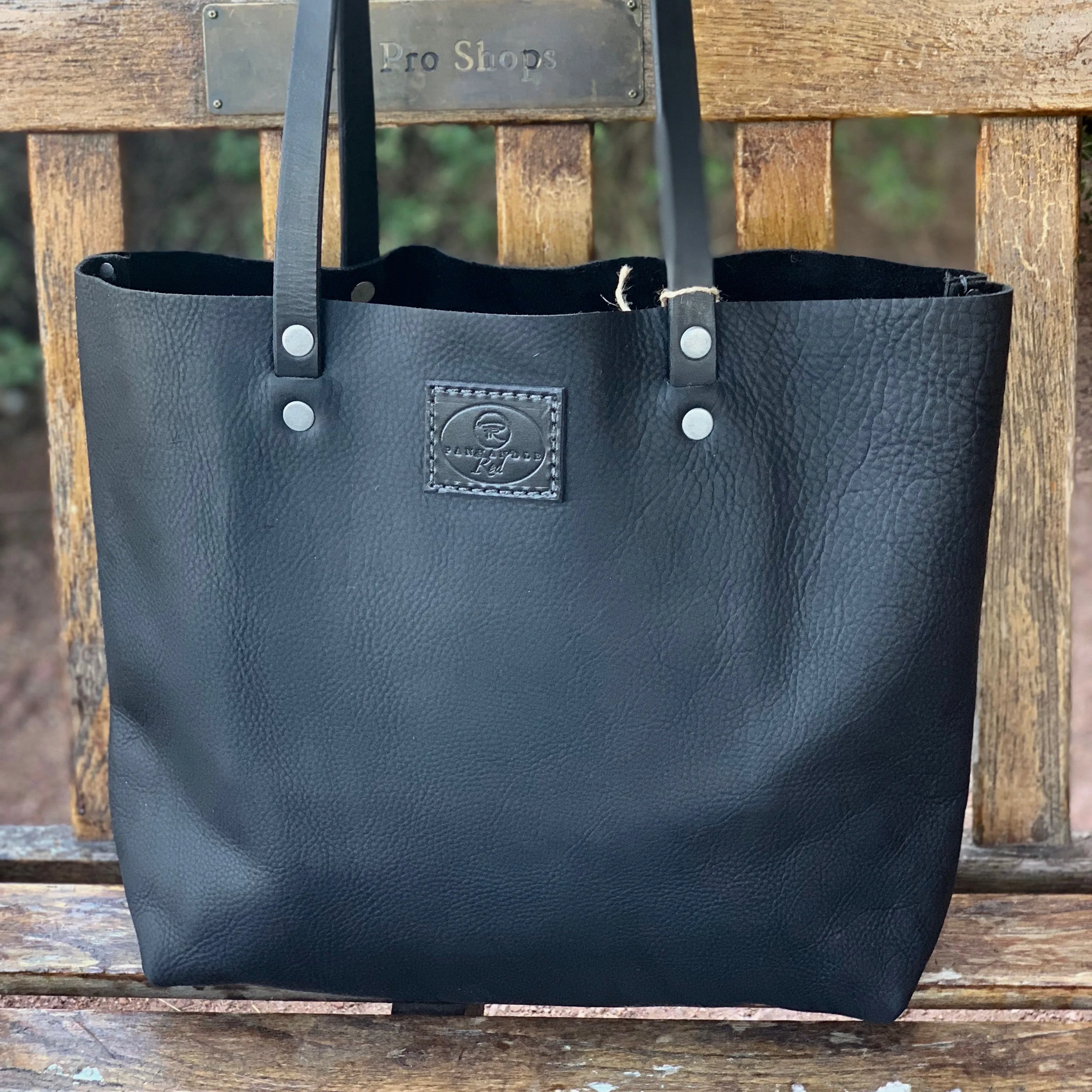 Black Leather Tote Purse Large