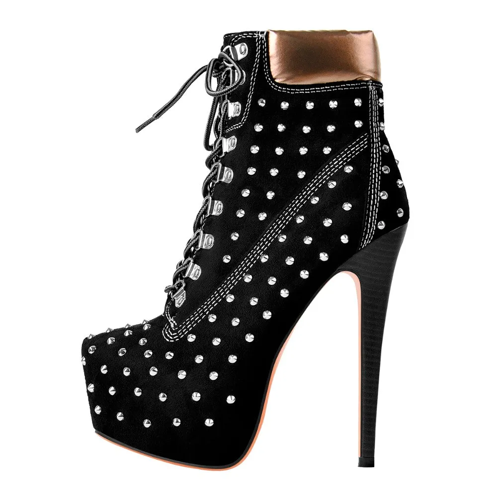 Black Rivet Ankle Boots