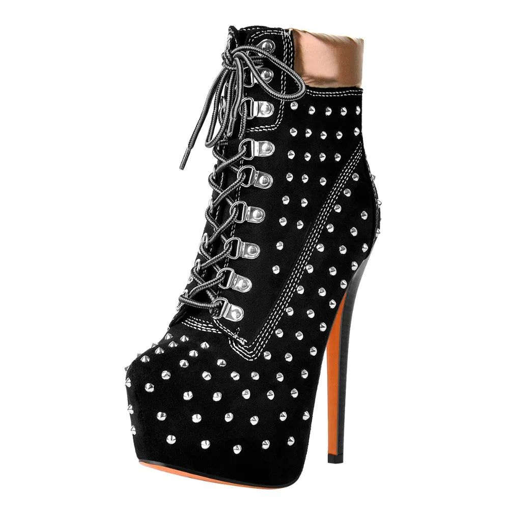 Black Rivet Ankle Boots