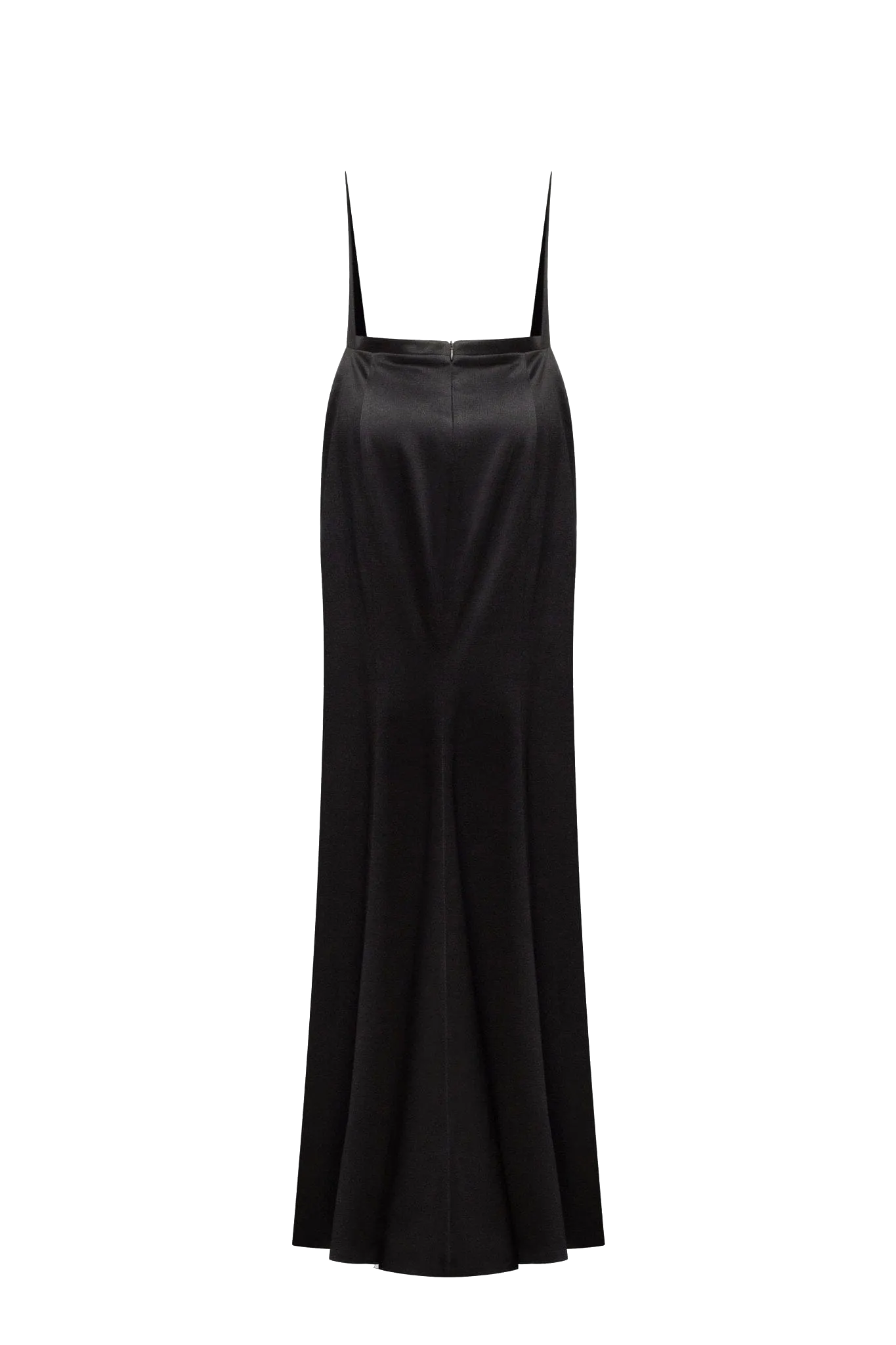 black sleeveless dress with low slit