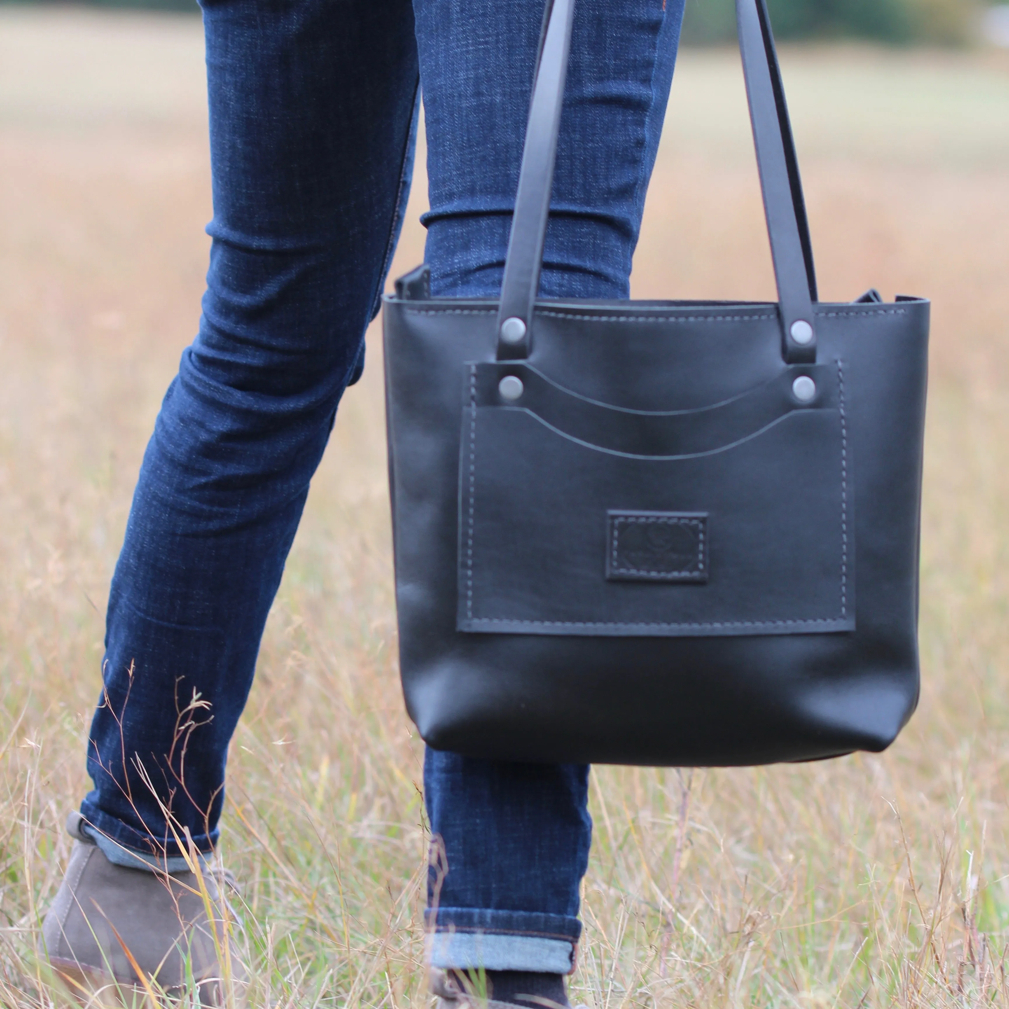 Black Tote Bag in Genuine Leather