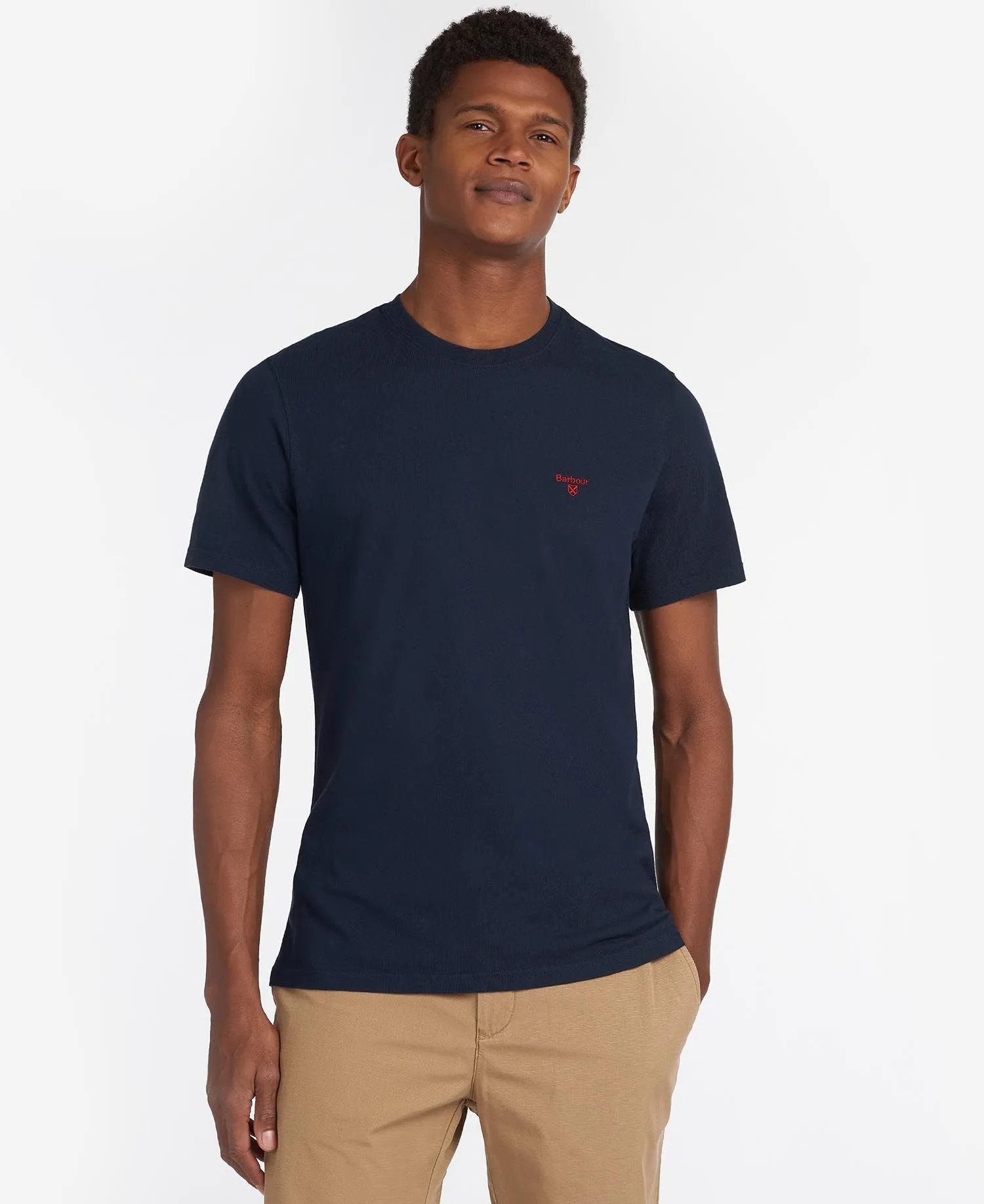 Blue Barbour T-shirt.