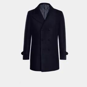 Blue Peacoat with sleeve straps