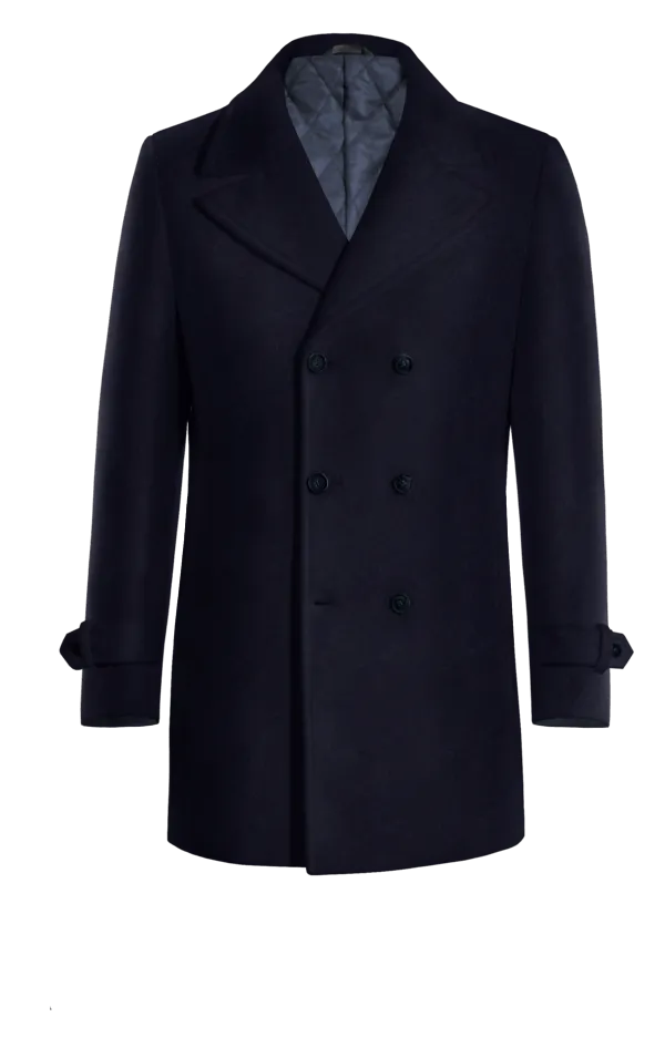 Blue Peacoat with sleeve straps