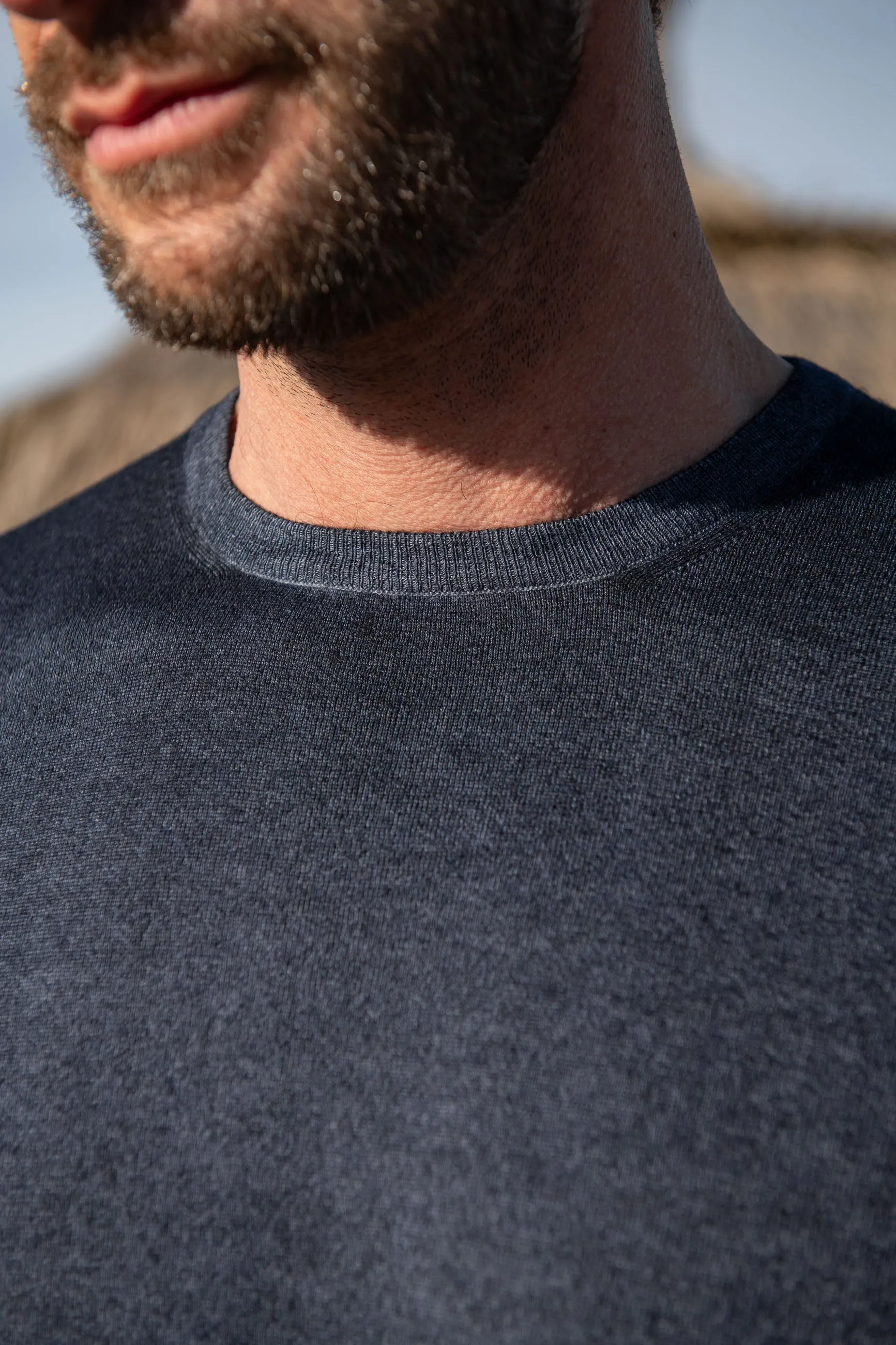 Blue superlight cashmere round neck – Made in italy