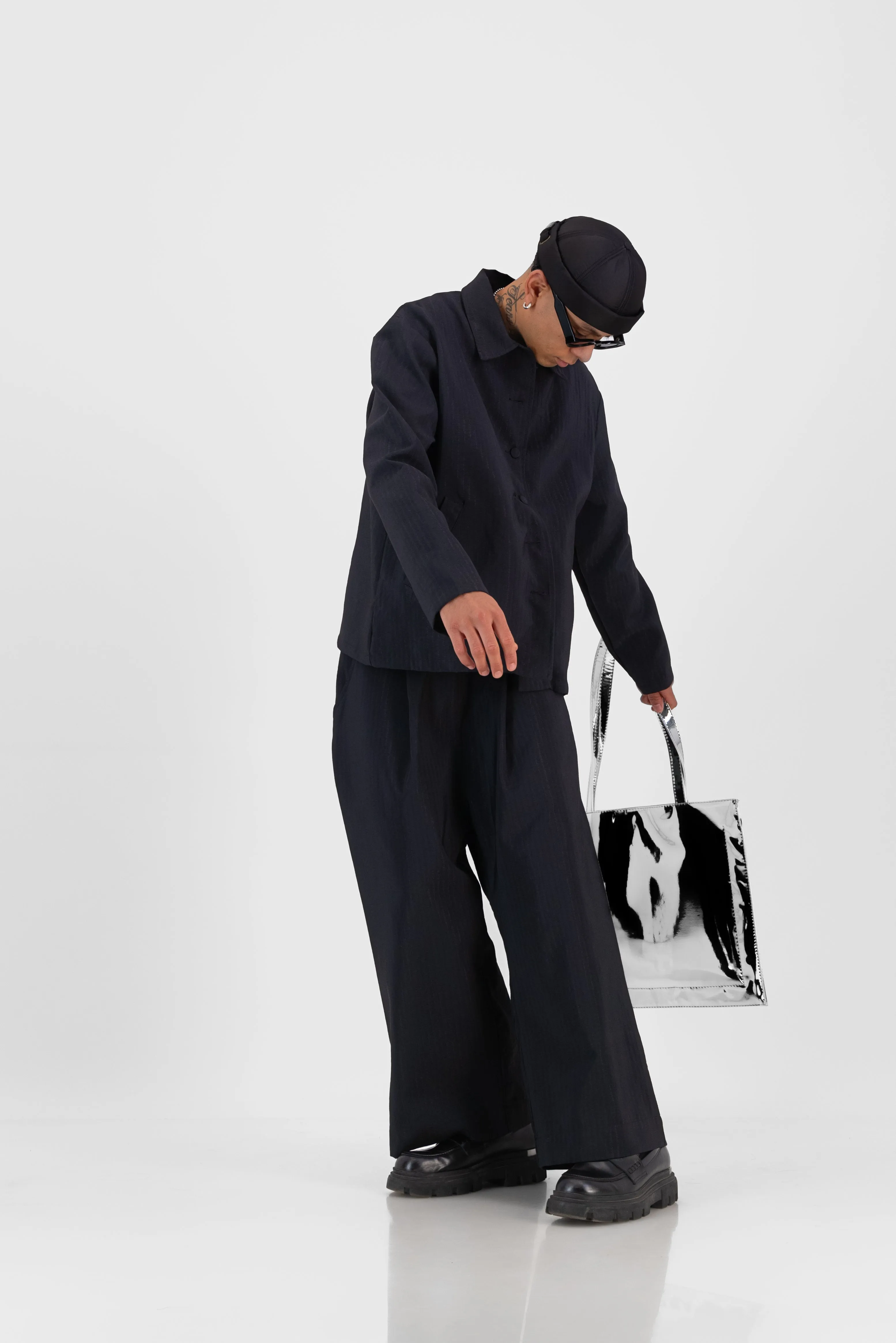 Bonded Black Cocoon Suit Trousers