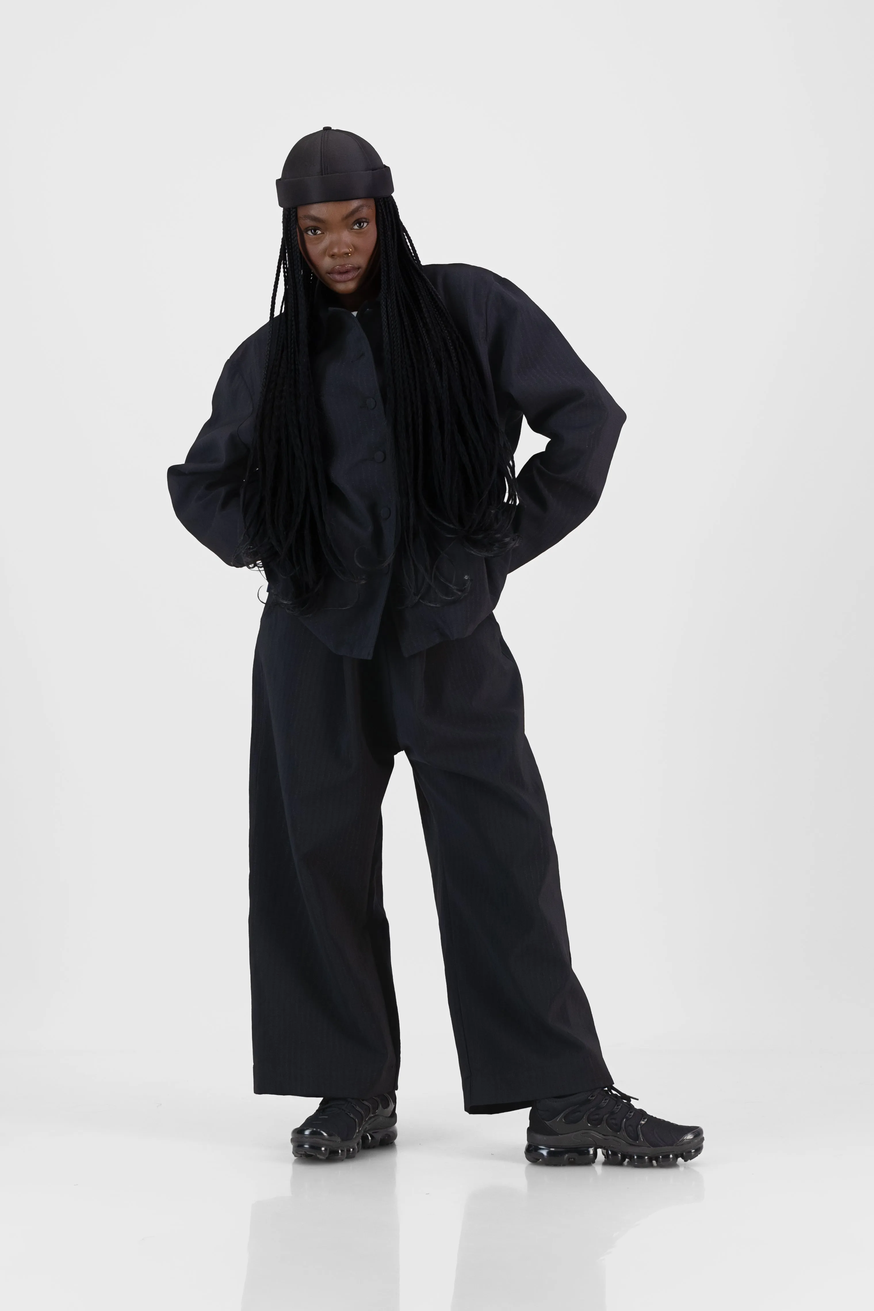 Bonded Black Cocoon Suit Trousers