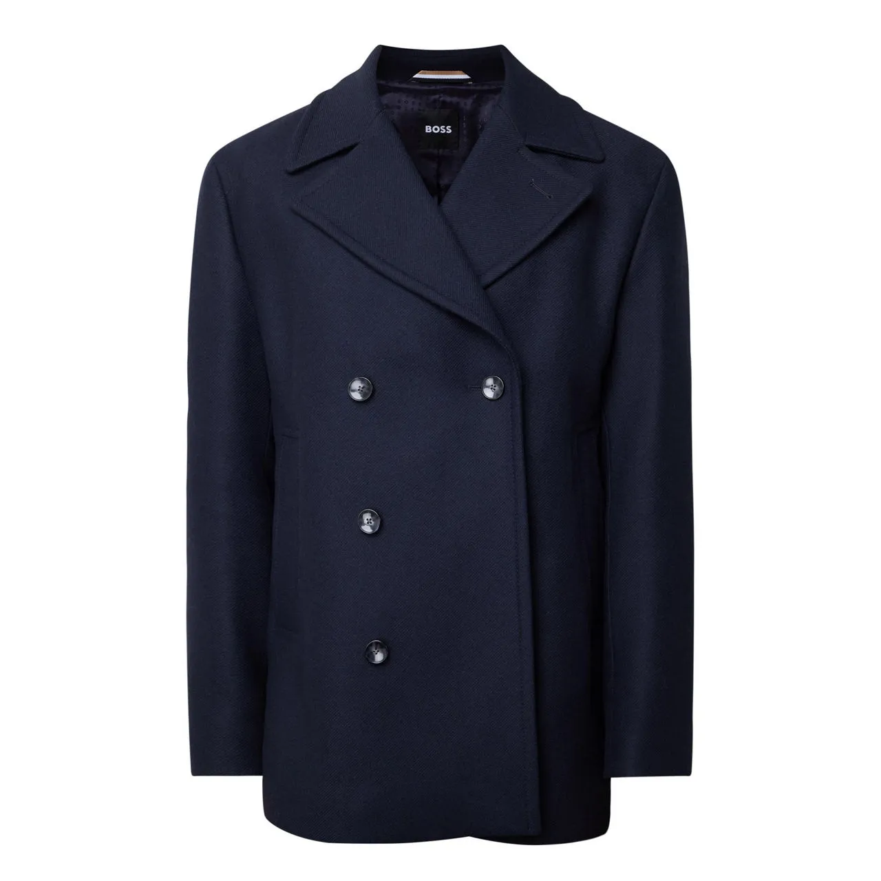 BOSS Clay Double-Breasted Peacoat - Dark Blue