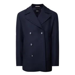 BOSS Clay Double-Breasted Peacoat - Dark Blue