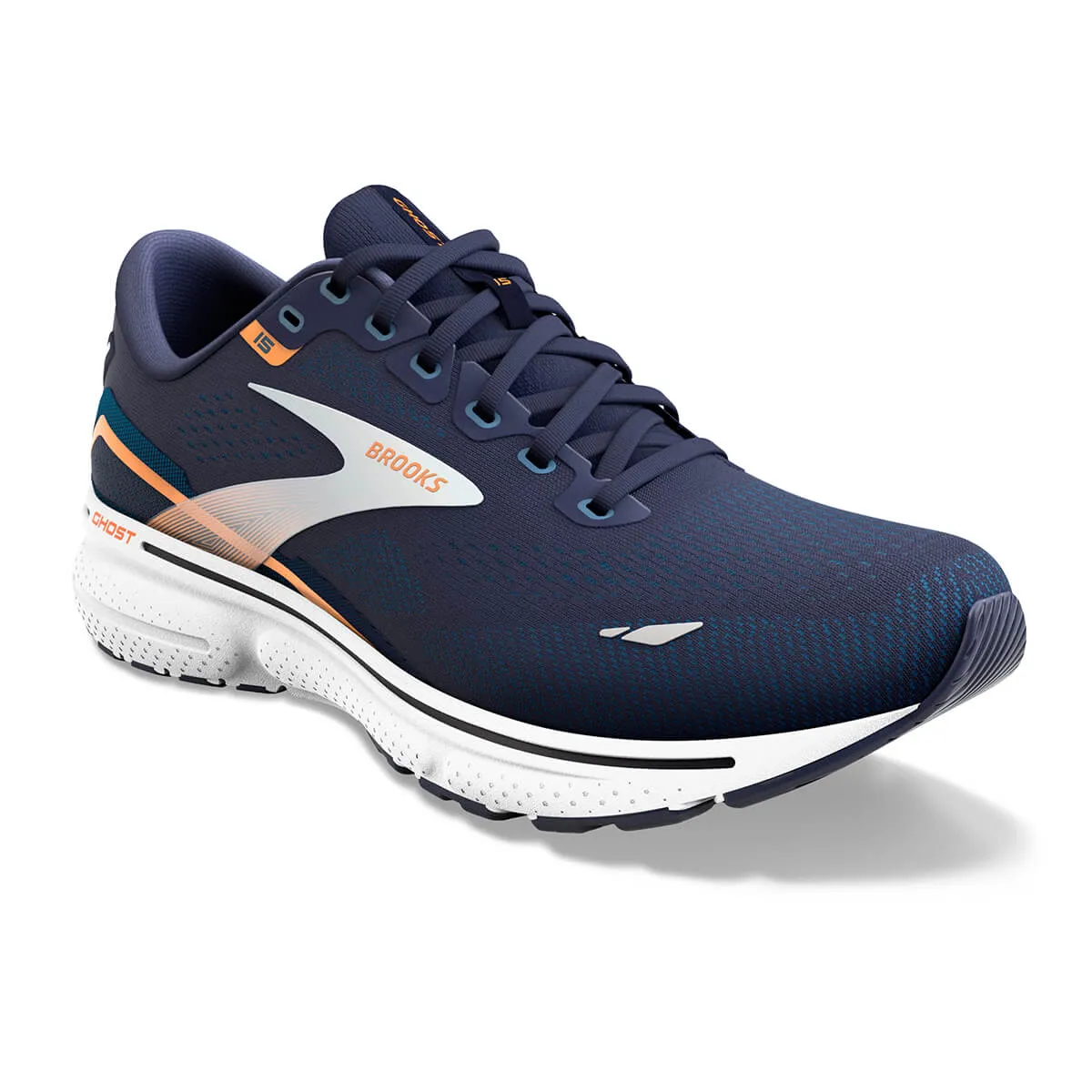 Brooks Ghost 15 Men's Running Shoes | Peacoat Blue Orange Pop