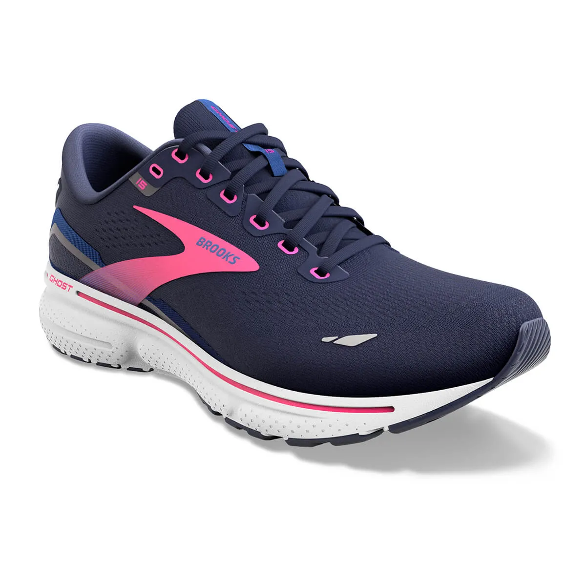 Brooks Ghost 15 Women's Running Shoe - Peacoat/Blue/Pink