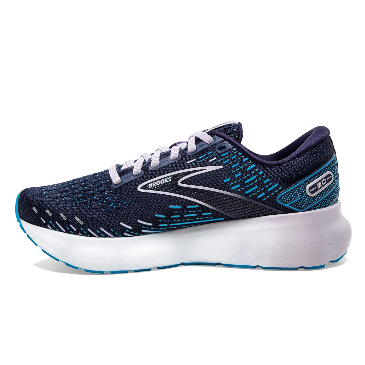 Brooks Glycerin 20 Women's Shoes in Peacoat, Ocean, and Pastel Lilac.