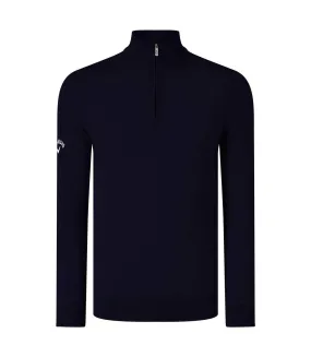 Callaway Mens Ribbed Zip Merino Sweater (Peacoat Navy) - UTRW6252