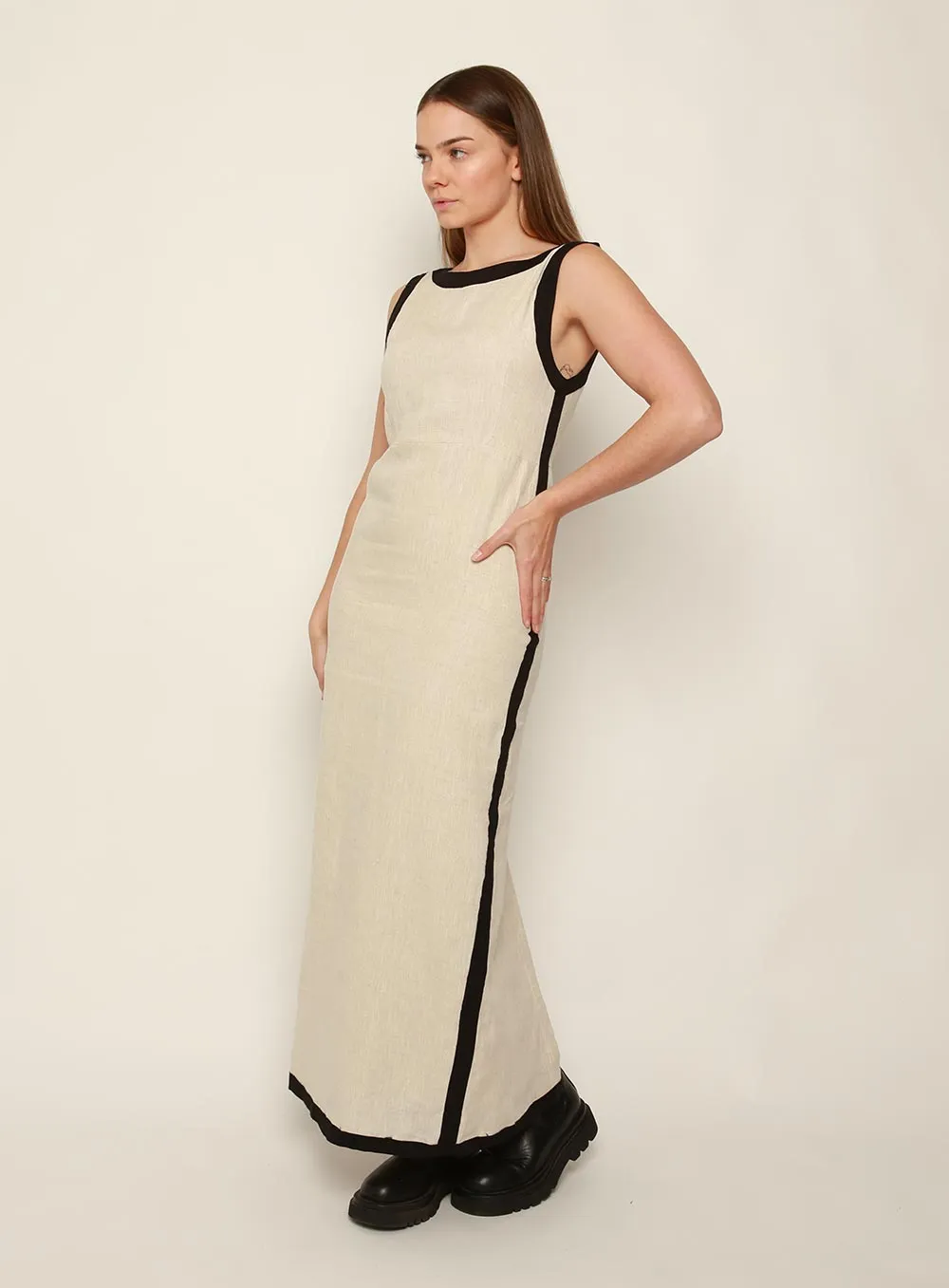 Cass Midi Dress in Oatmeal