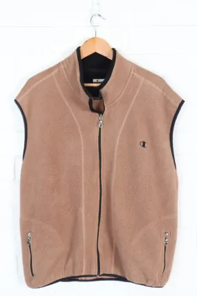 Champion XL Brown Fleece Vest with Embroidery