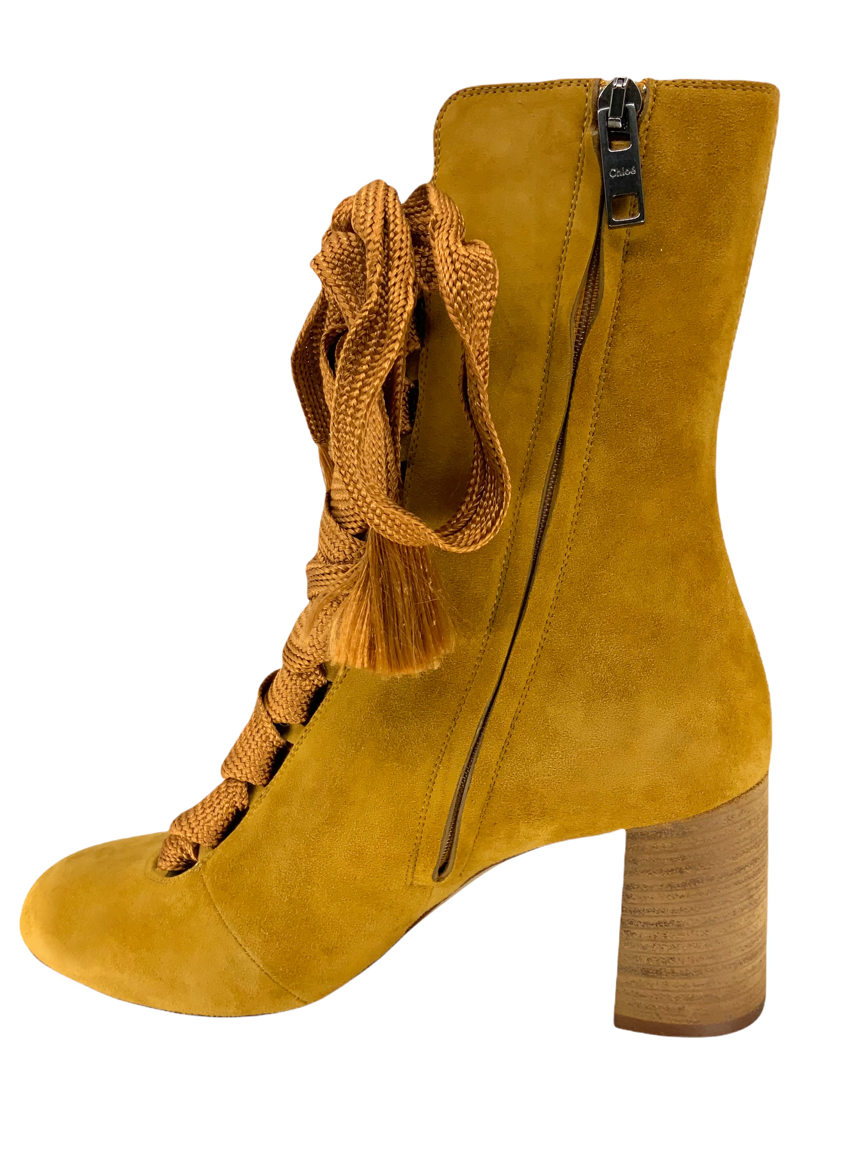 Chloe Harper Suede Ankle Boots, Lace-up, Size 7.5