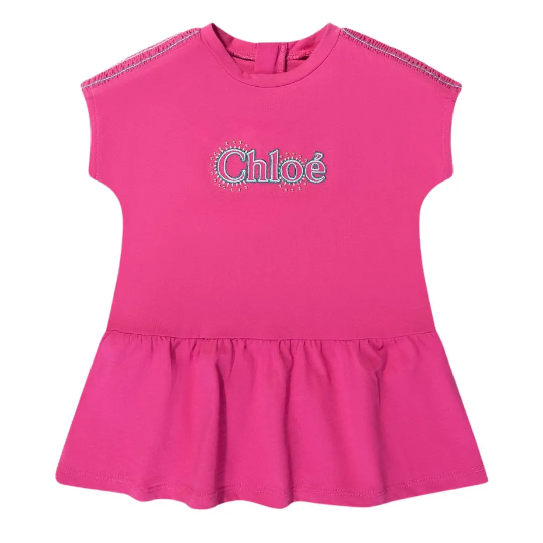 Chloe Sleeveless Logo Pink Dress for Infants