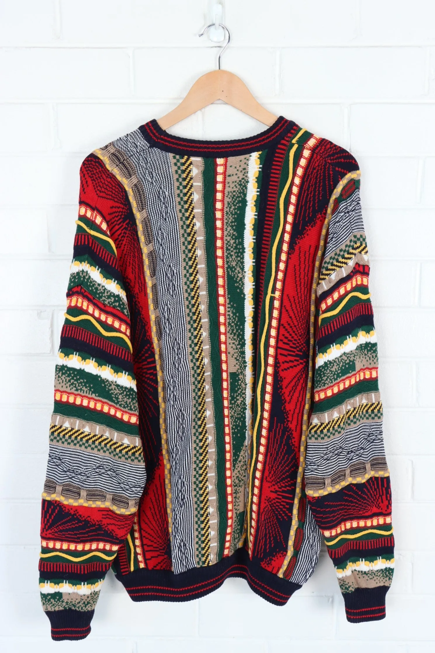 COTTON TRADERS Coogi Style Knit - Multicoloured 3D - Size L-XL