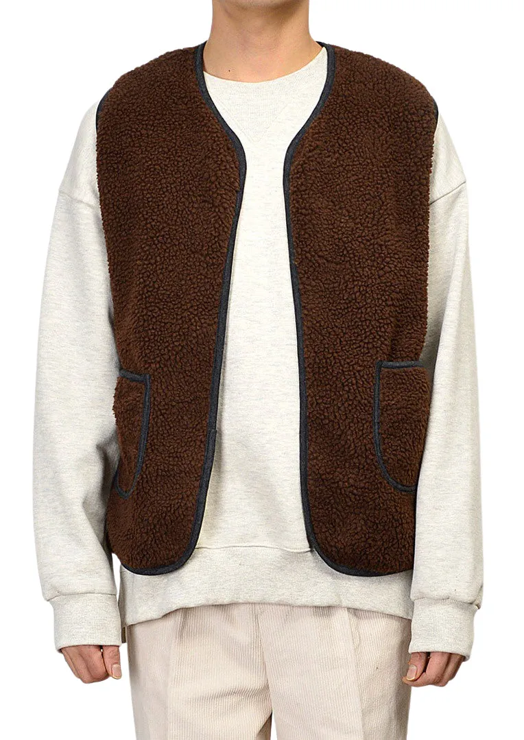 Cozy Shearling Vests for Men - Brown Winter Outerwear, Casual Waistcoats