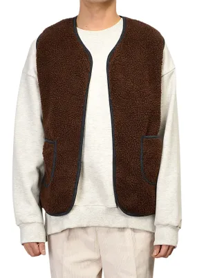 Cozy Shearling Vests for Men - Brown Winter Outerwear, Casual Waistcoats