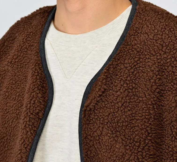 Cozy Shearling Vests for Men - Brown Winter Outerwear, Casual Waistcoats