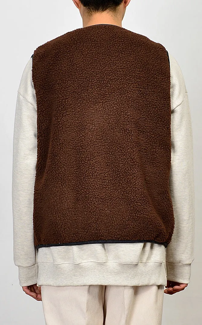 Cozy Shearling Vests for Men - Brown Winter Outerwear, Casual Waistcoats