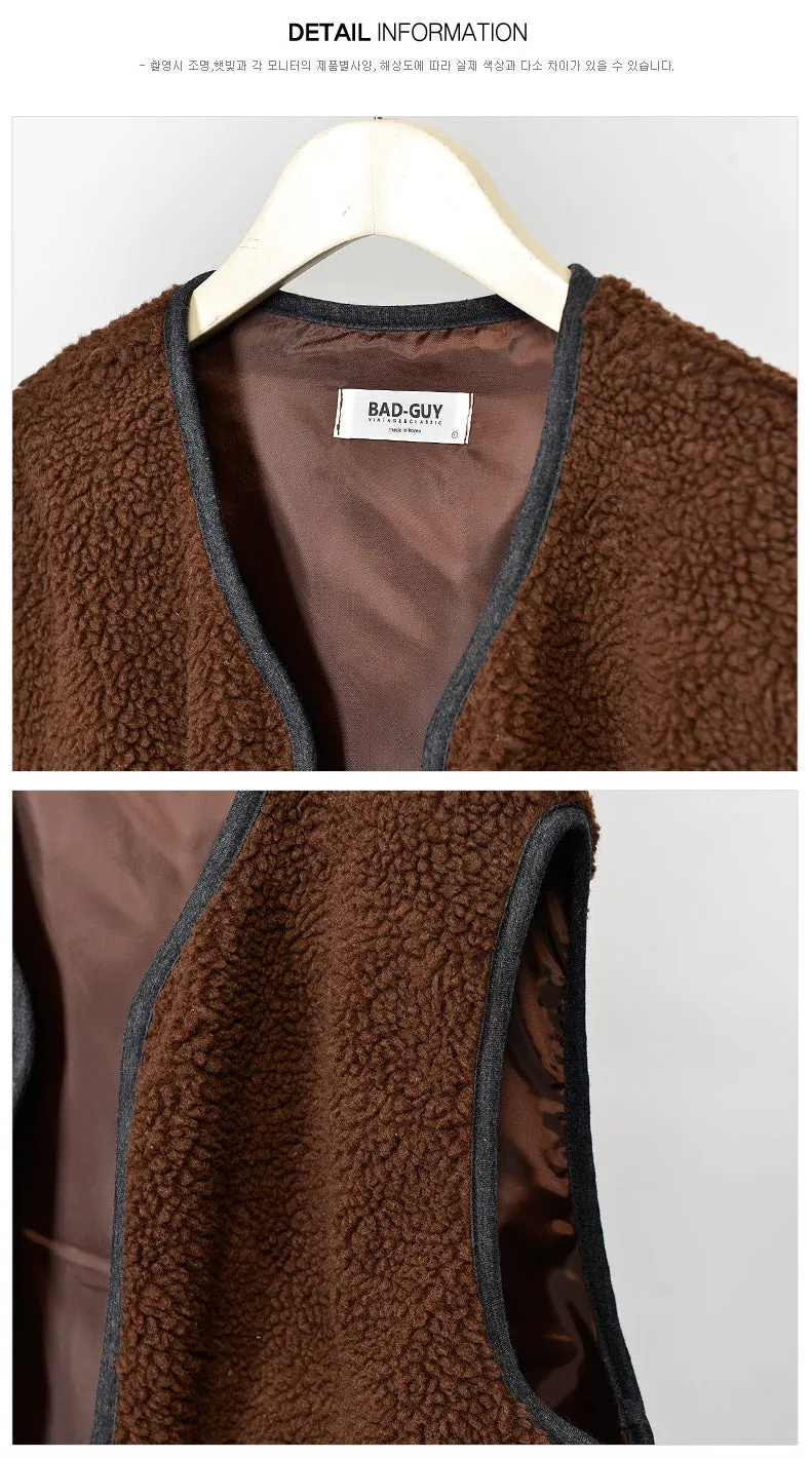 Cozy Shearling Vests for Men - Brown Winter Outerwear, Casual Waistcoats