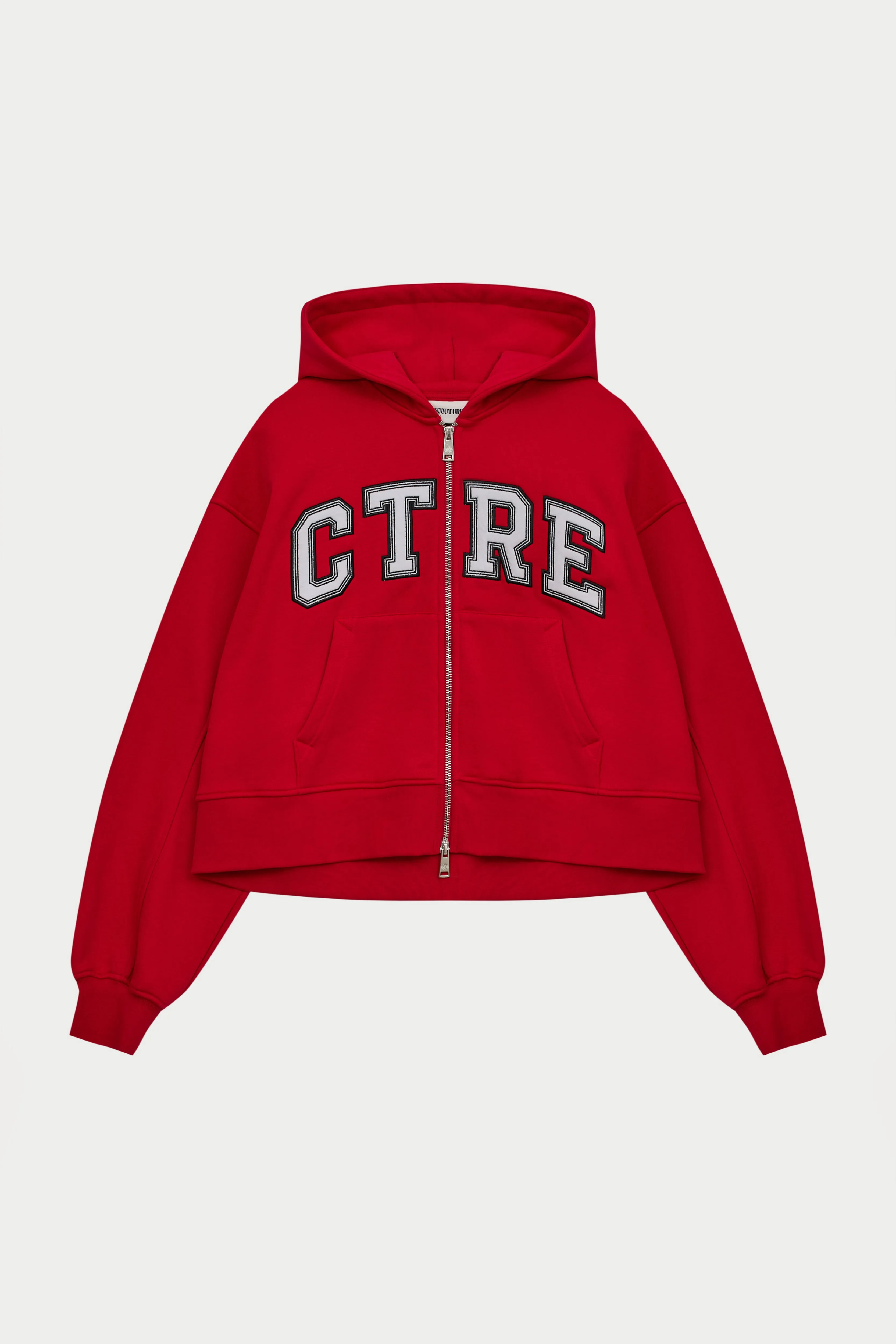 CTRE CROPPED ZIP THROUGH HOODIE - RED