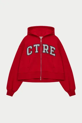 CTRE CROPPED ZIP THROUGH HOODIE - RED