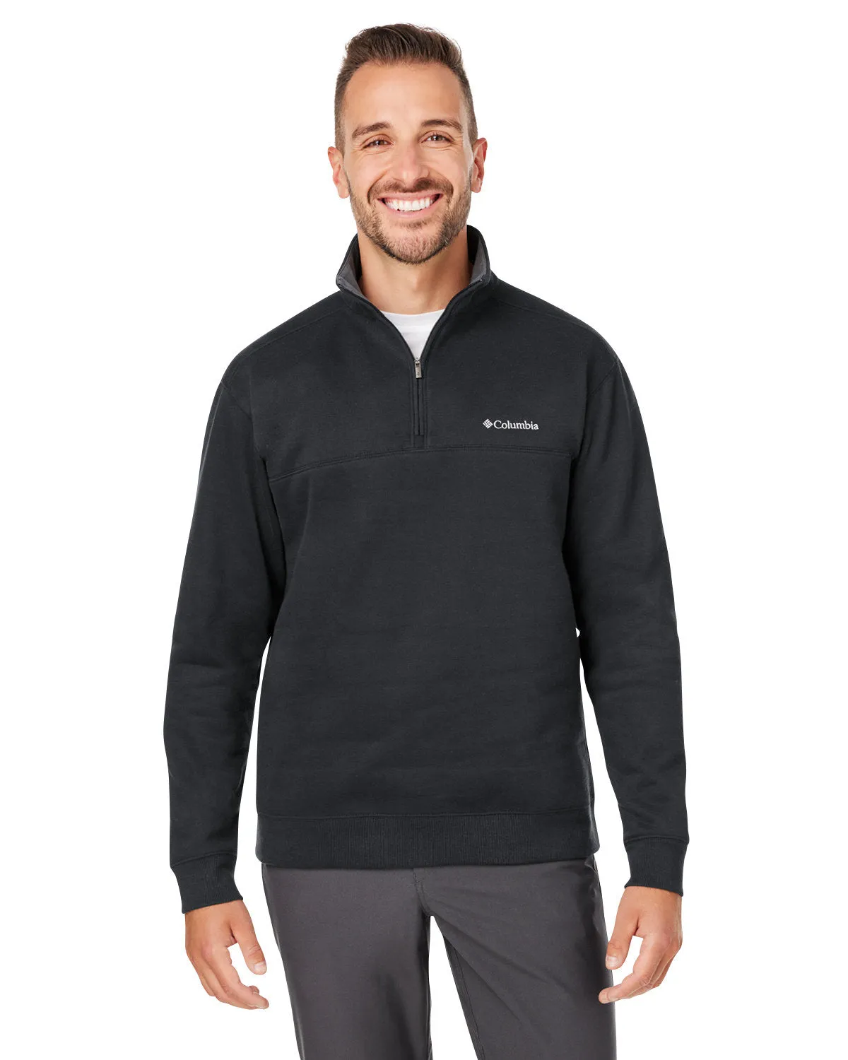 Custom Columbia Mens Hart Mountain Half-Zip Sweater, Black