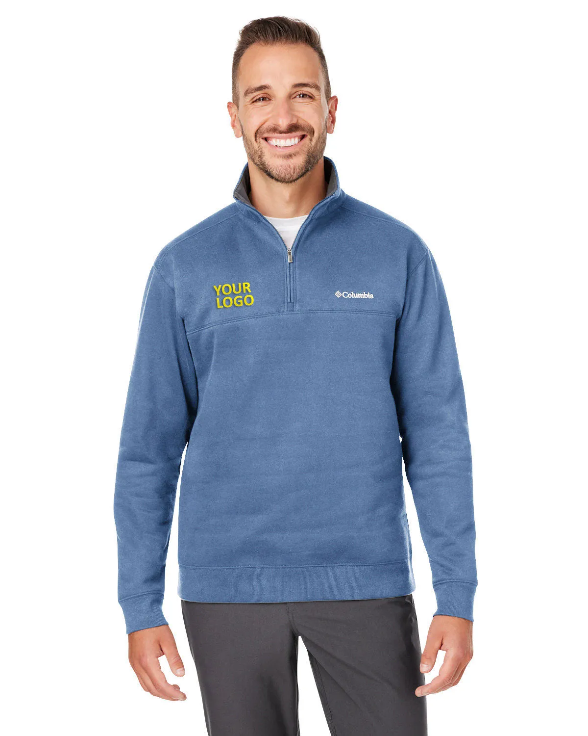 Custom Columbia Mens Hart Mountain Half-Zip Sweater, Carbon Heather